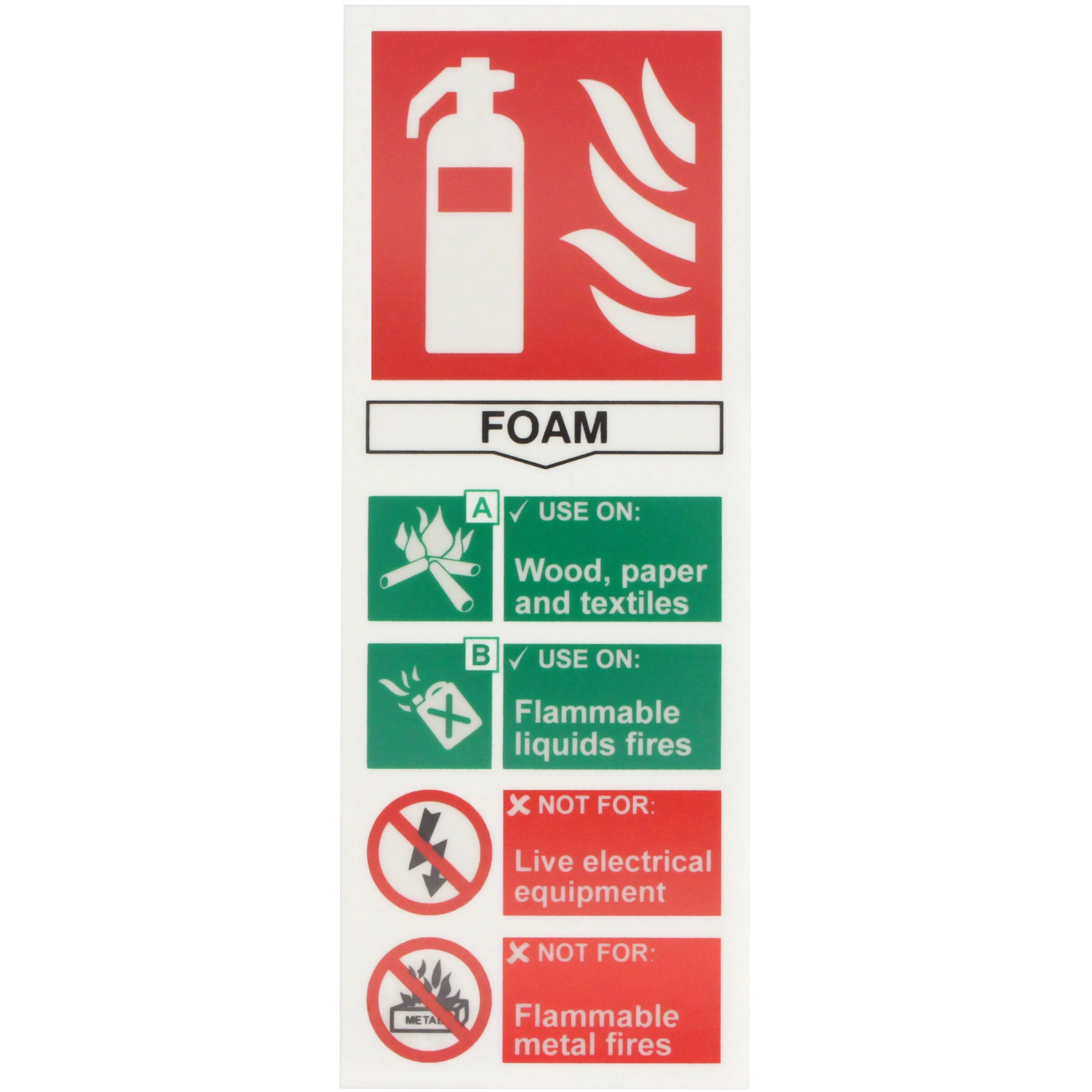 First Extinguisher Sign Foam 75x200mm Self Adh Semi Rigid PVC