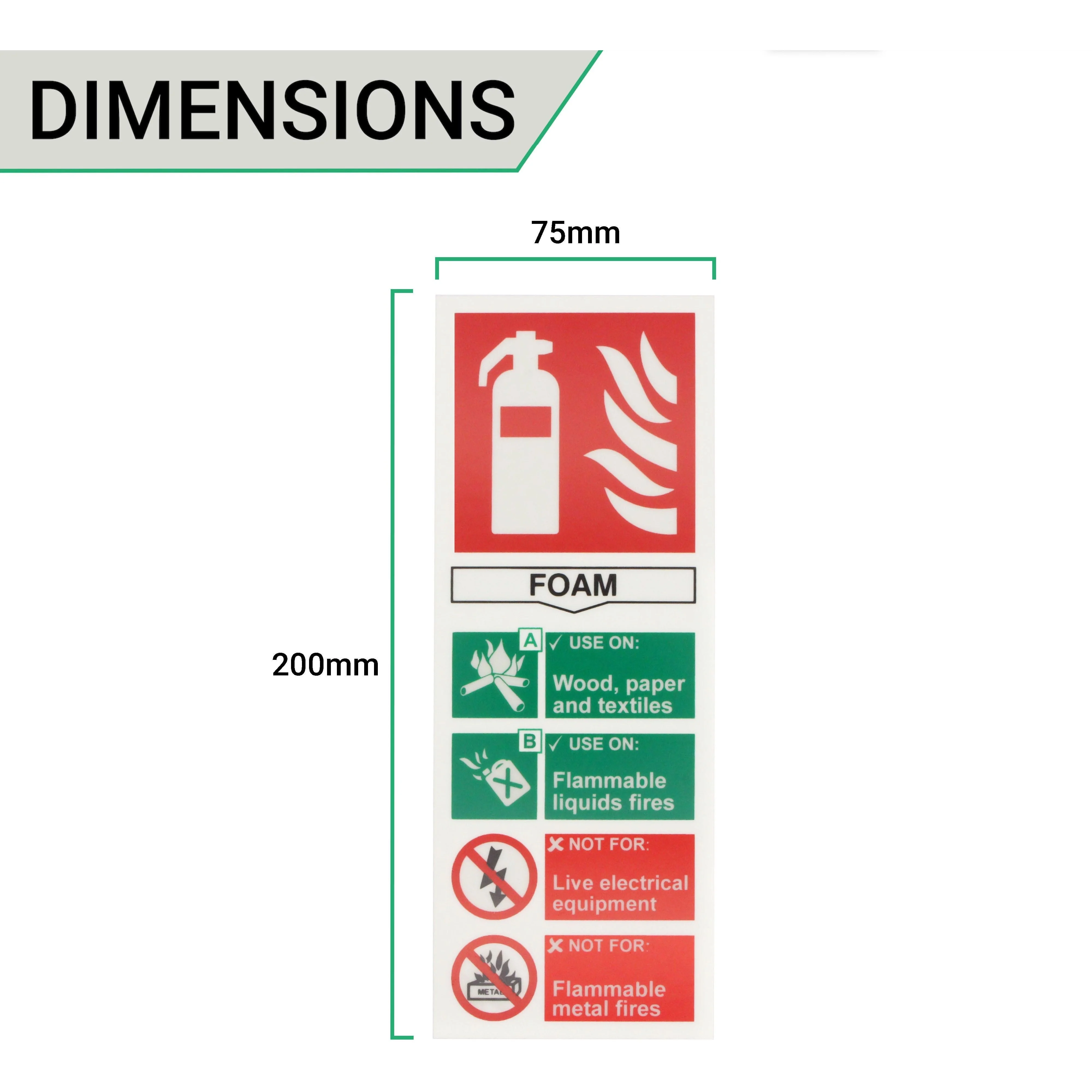 First Extinguisher Sign Foam 75x200mm Self Adh Semi Rigid PVC - Image 4