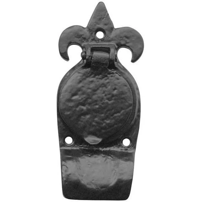 Fleur De Lys Rim Cylinder Pull - 123x42mm - Black Antique Iron