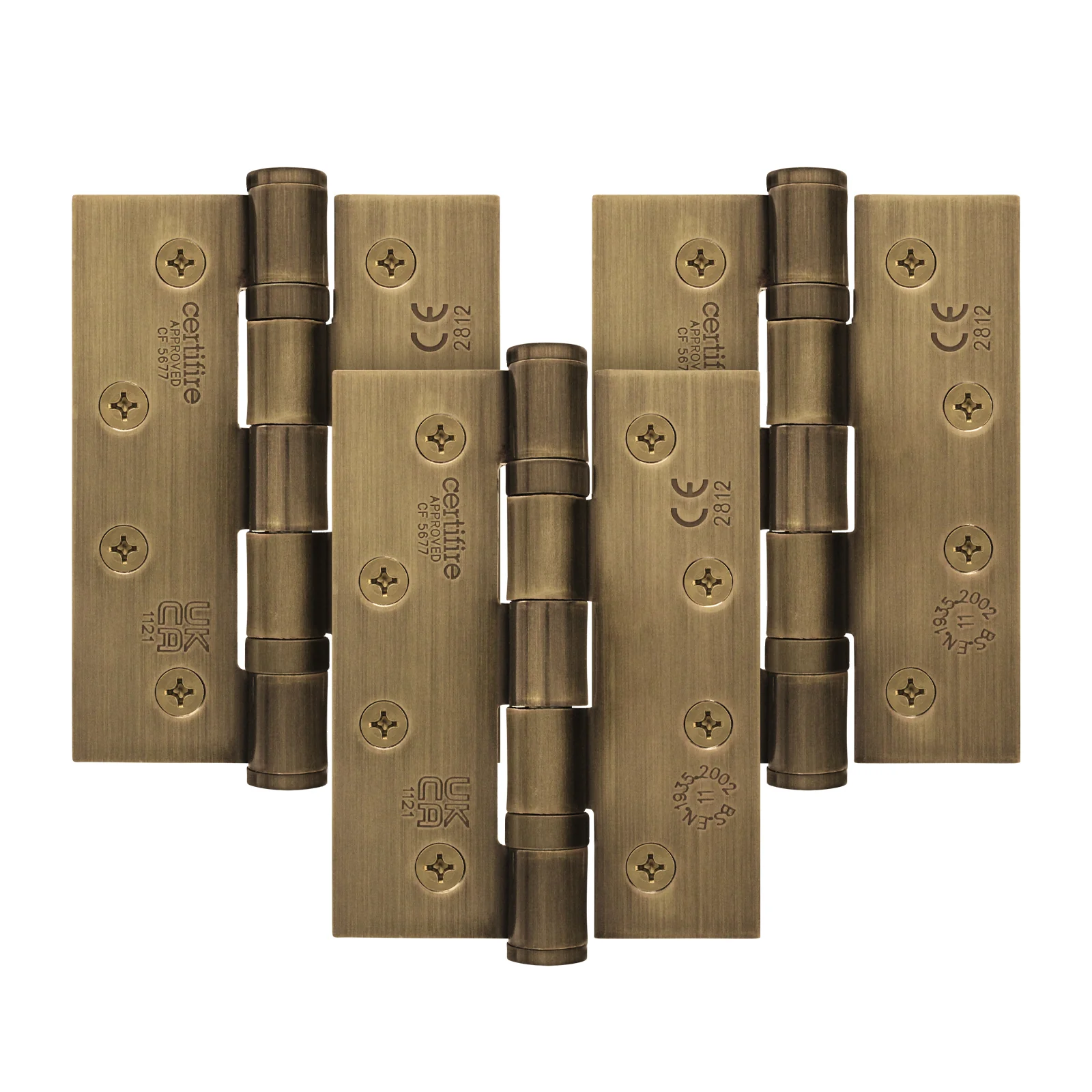 Florentine Bronze Fire Door Hinges – 4 Inch/102mm – Grade 11 Steel Ball Bearing – Pack of 3 Hinges