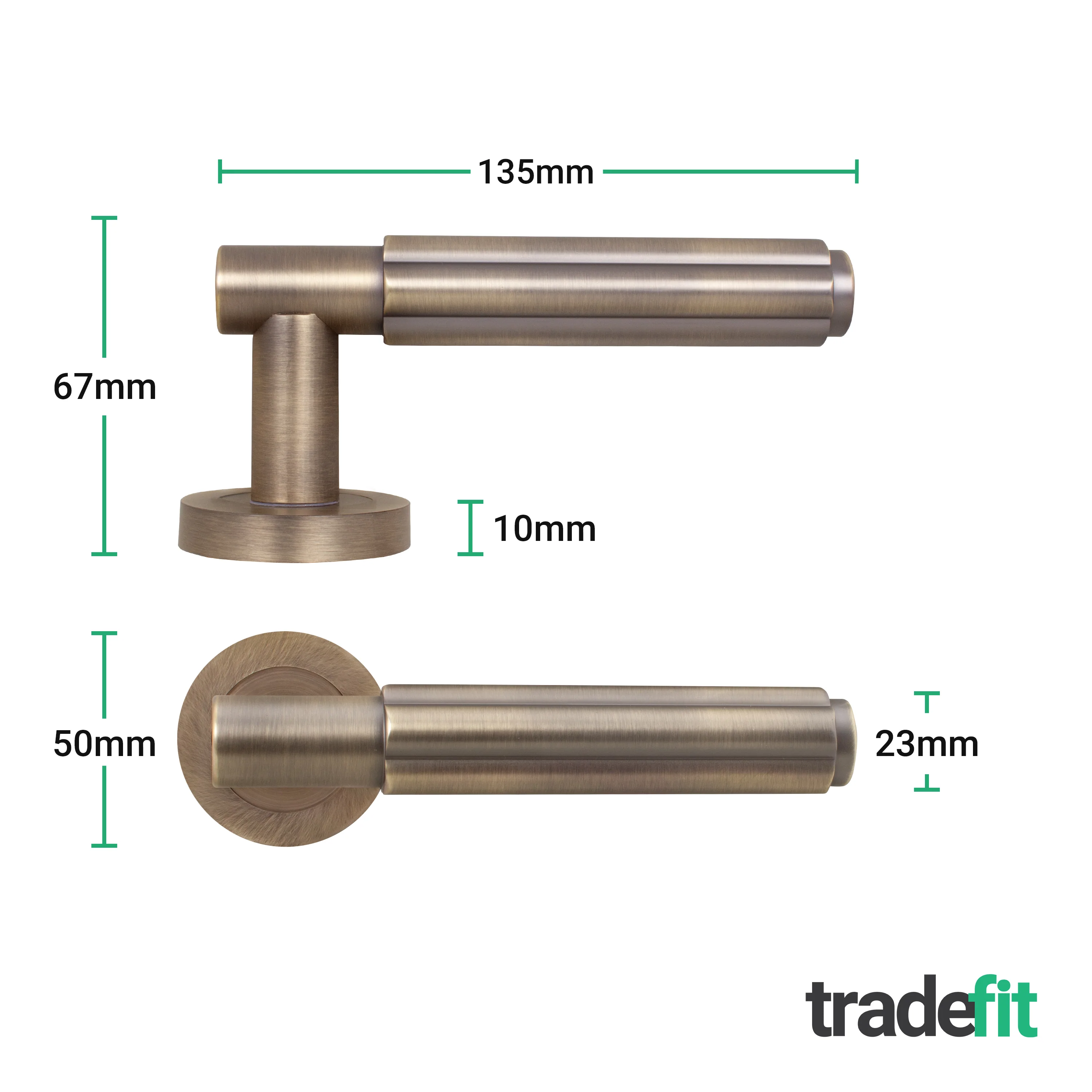 Flores Antique Brass Lever on Rose Door Handle Kit - 64mm Bathroom Lock - Image 4
