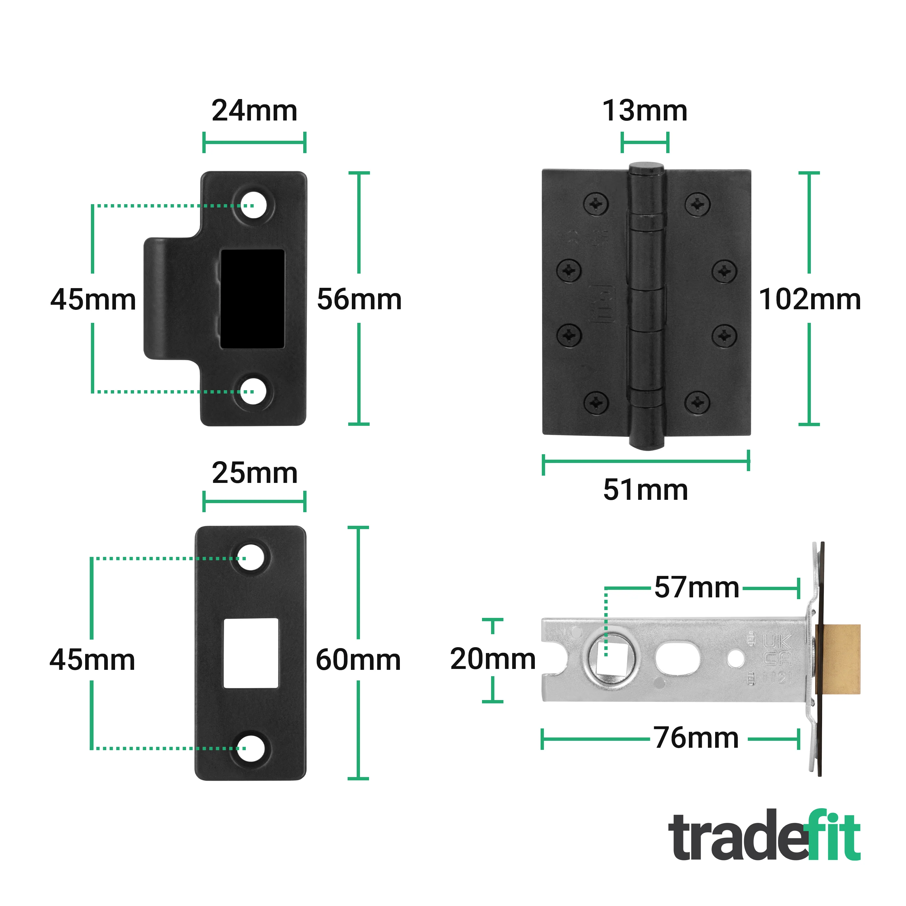 Flores Matt Black Lever on Rose Door Handle Kit - Medium Duty FD30/60 - 76mm Latch - Image 5