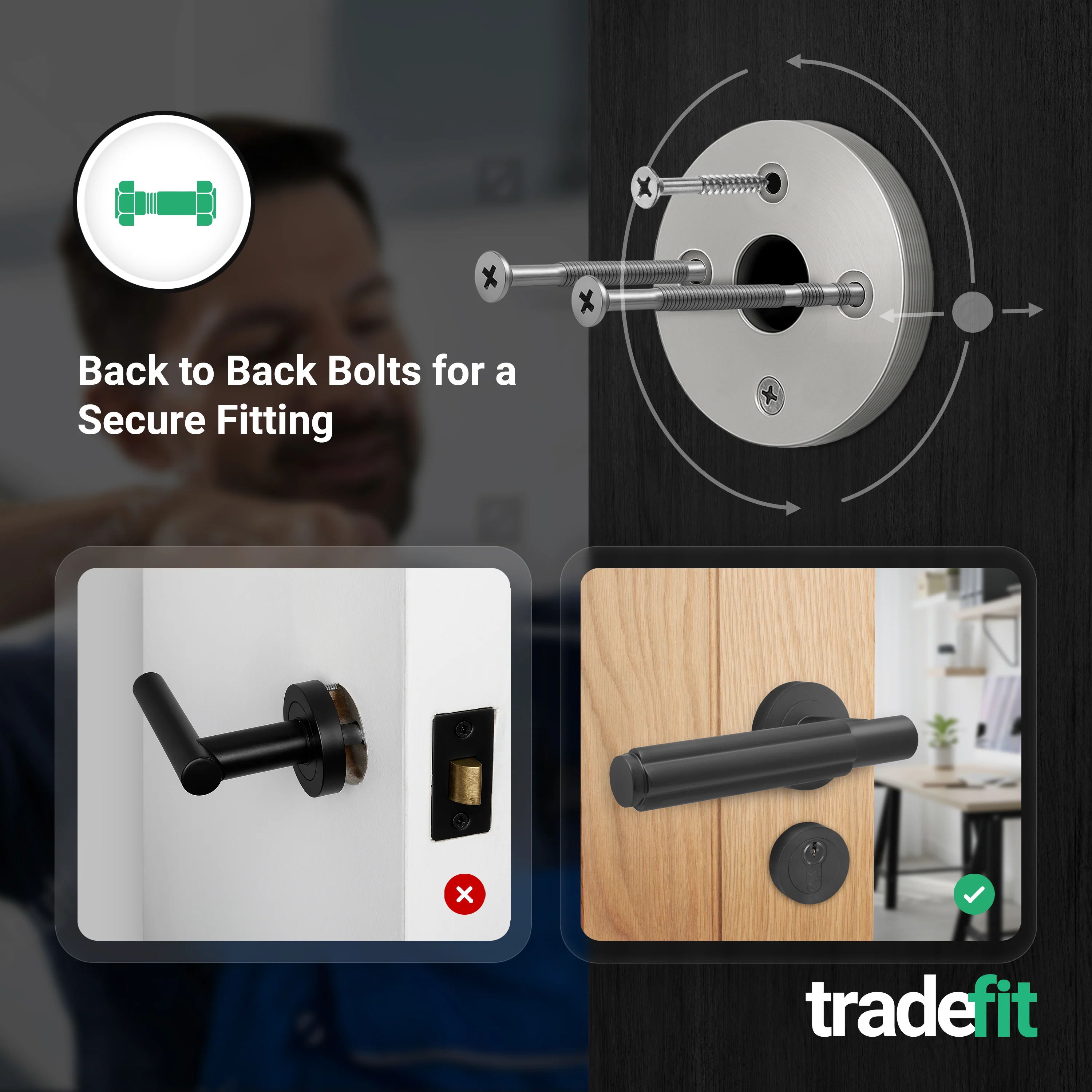 Flores Matt Black Lever on Rose Door Handle Kit - Medium Duty FD30/60 - 80mm Euro Sashlock and Thumbturn Cylinder - Keyed Alike - Image 3