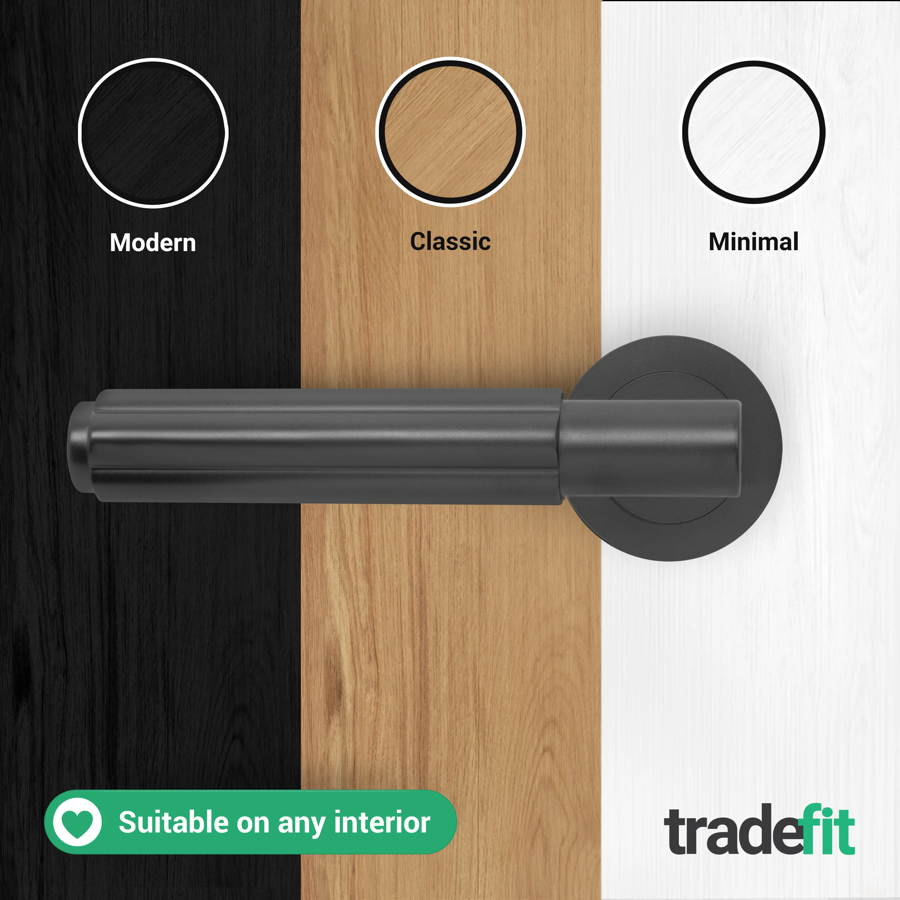 Flores Matt Black Lever on Rose Door Handle Kit - Medium Duty FD30/60 - 80mm Euro Sashlock and Thumbturn Cylinder - Keyed Alike - Image 7