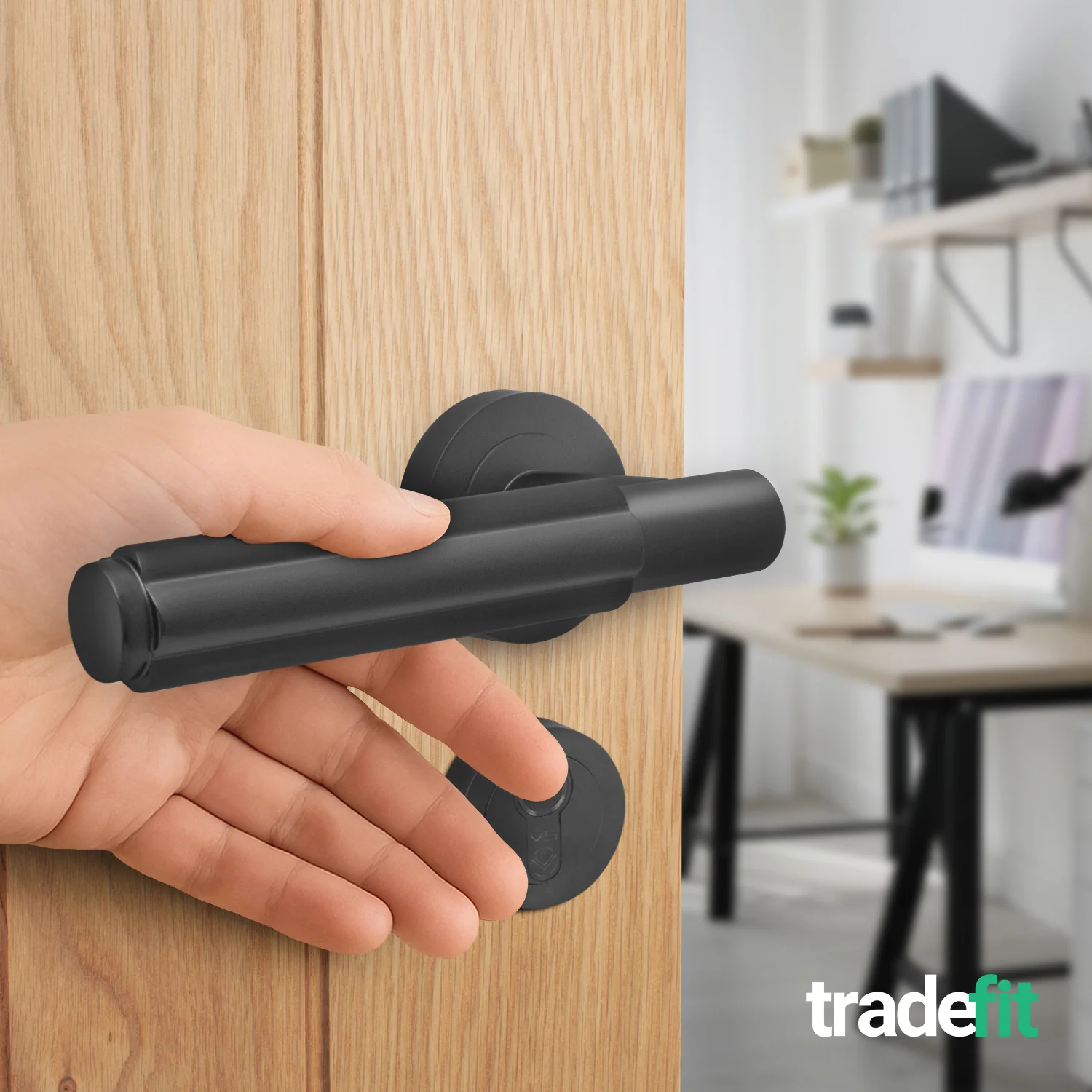 Flores Matt Black Lever on Rose Door Handle Kit - Medium Duty FD30/60 - 80mm Euro Sashlock and Thumbturn Cylinder - Keyed to Differ - Image 6