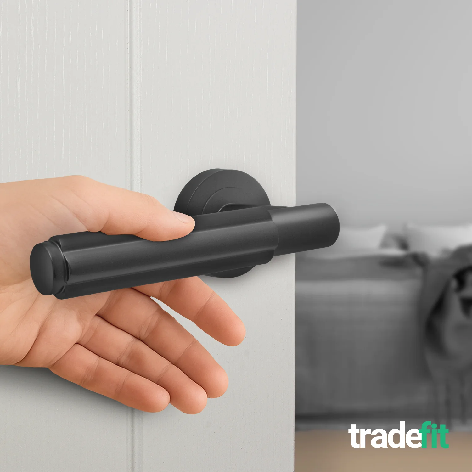 Flores Matt Black Lever on Rose Door Handles - Heavy Duty - FD30/60 Rated - Image 5