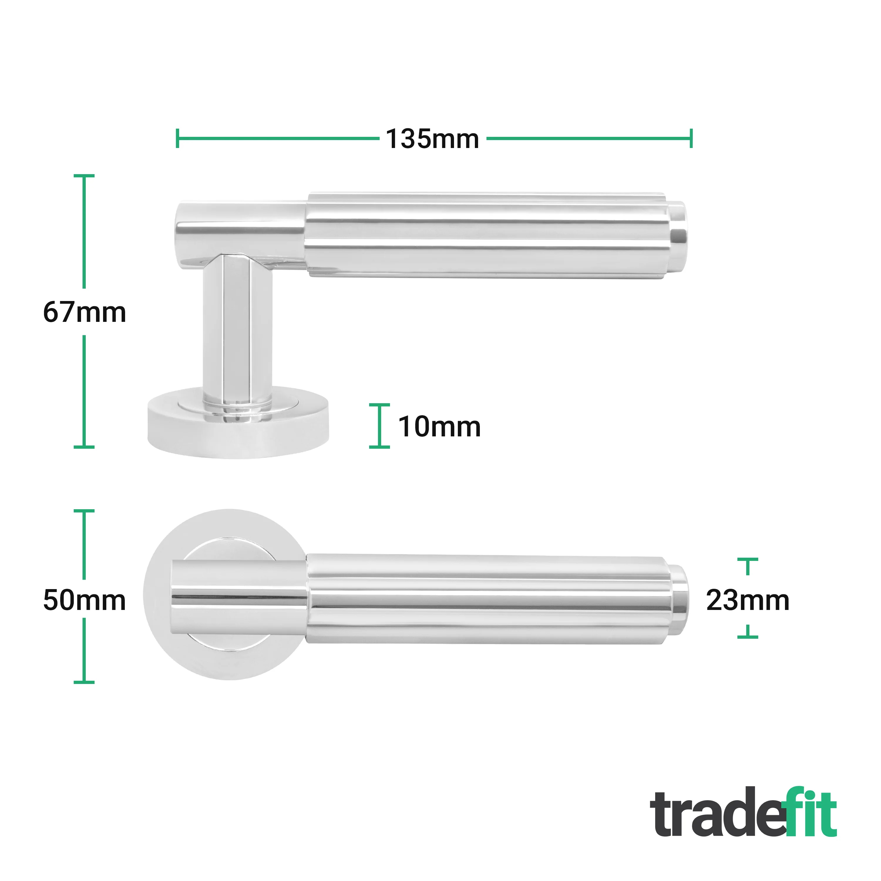Flores Polished Chrome Lever on Rose Door Handle Kit - Medium Duty FD30/60 - 80mm Euro Sashlock and Thumbturn Cylinder - Keyed to Differ - Image 4