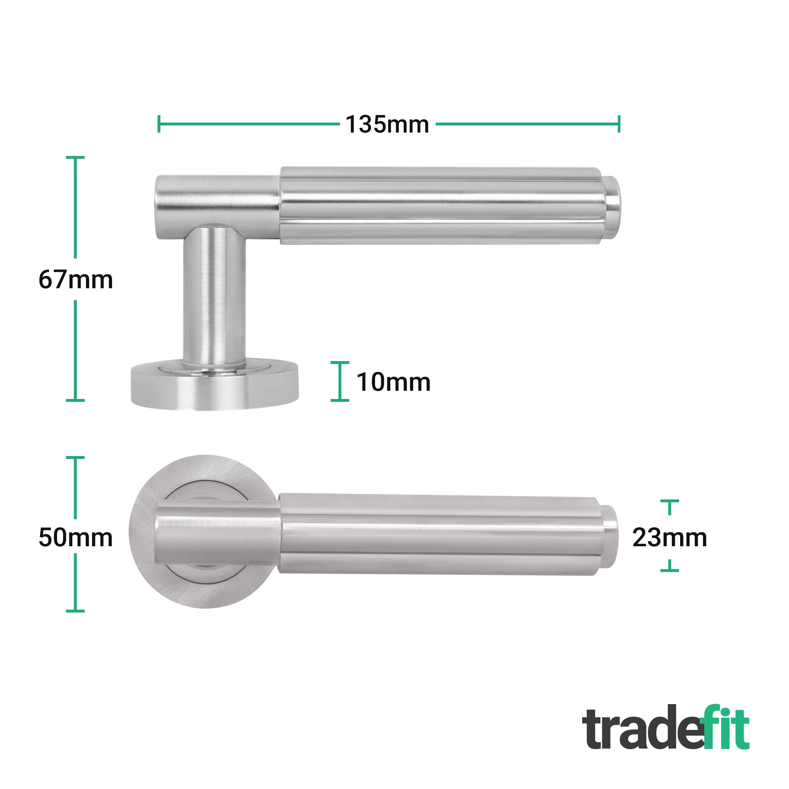 Flores Satin Nickel Lever on Rose Door Handle Kit - 64mm Bathroom Lock - Image 4