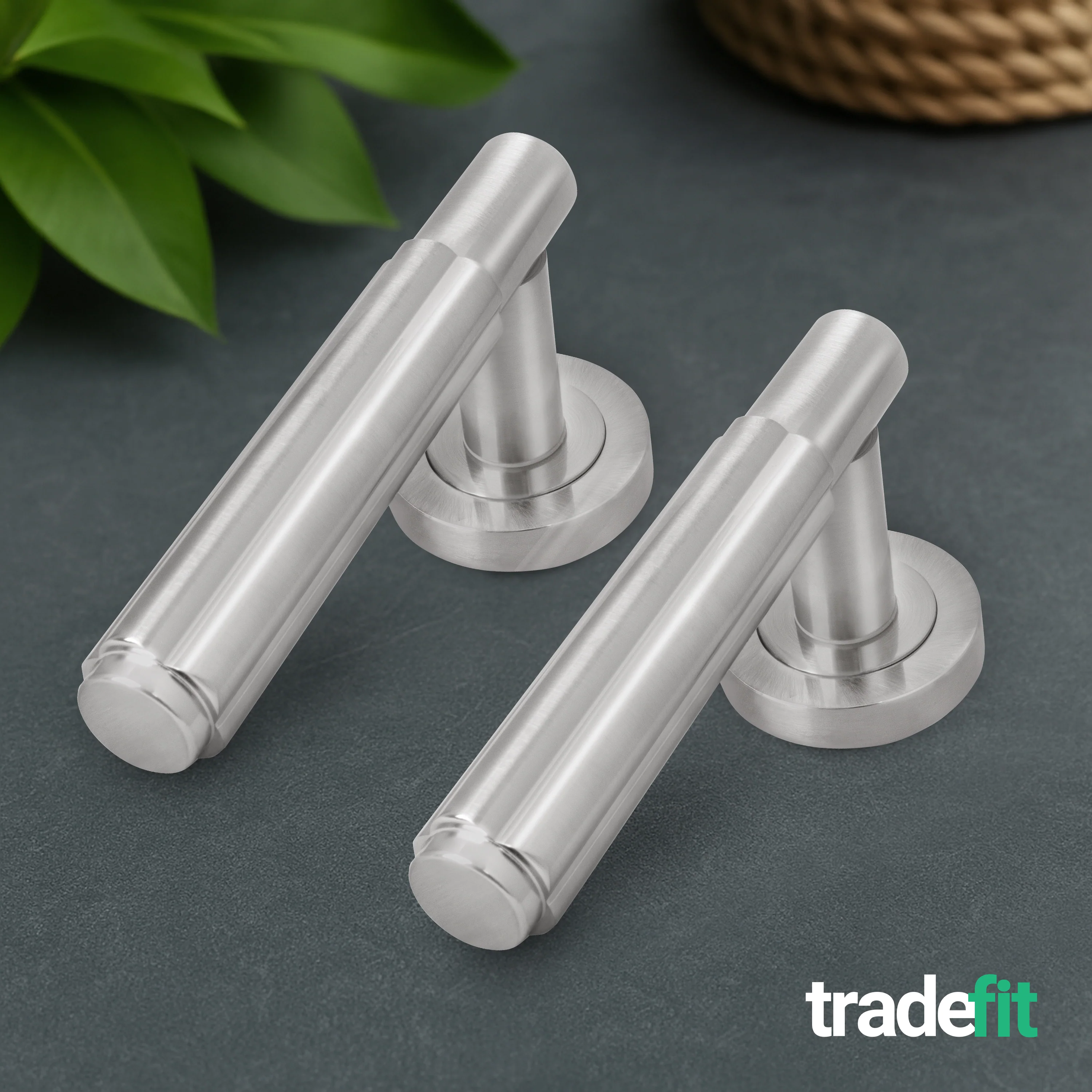 Flores Satin Nickel Lever on Rose Door Handle Kit - Medium Duty FD30/60 - 80mm Euro Sashlock and Double Cylinder - Keyed Alike - Image 8