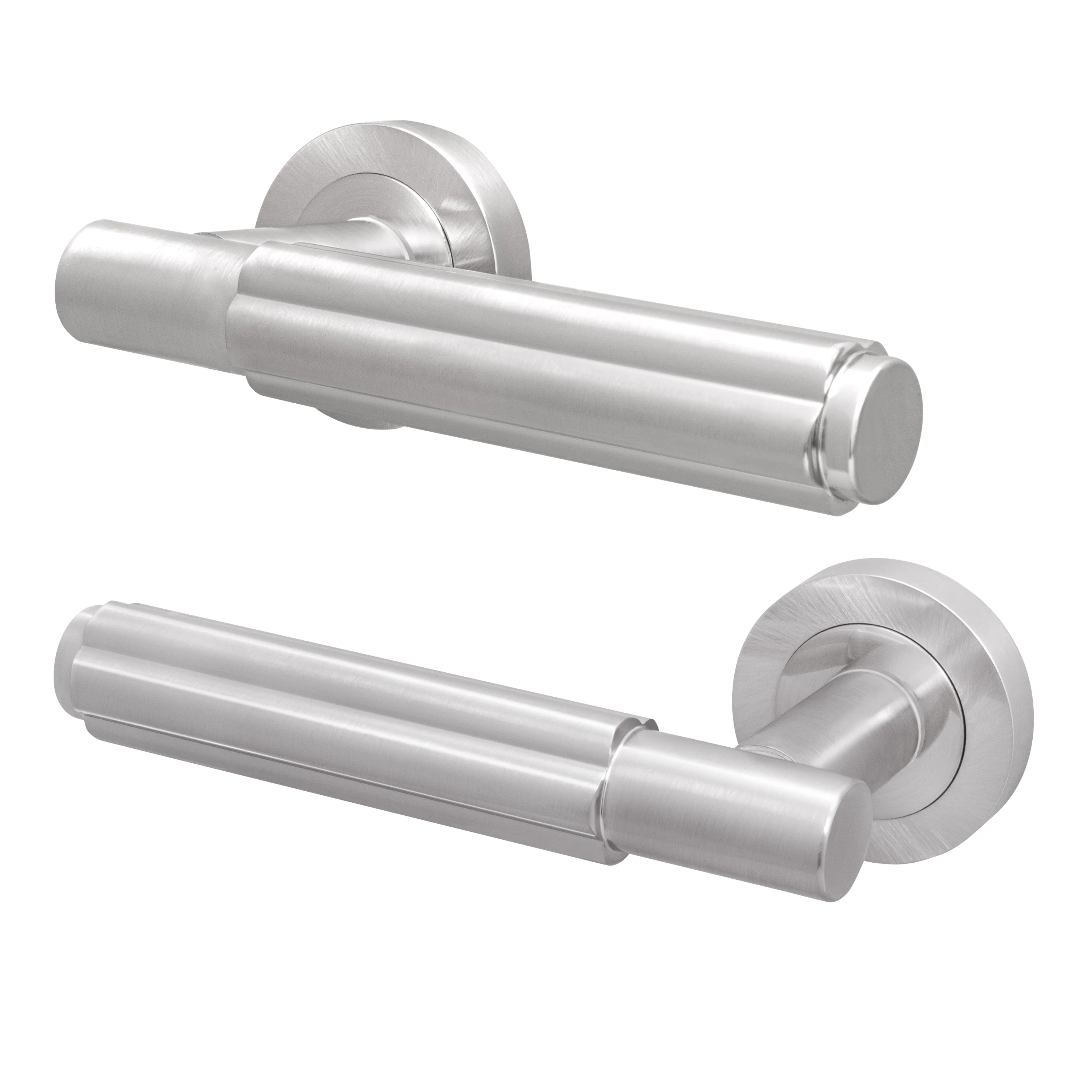 Flores Satin Nickel Lever on Rose Door Handles - Heavy Duty - FD30/60 Rated