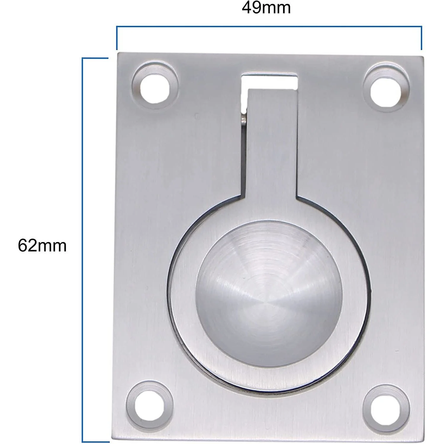 Flush Pull Ring Handle for Cabinets and Dressers - Satin Chrome - 62x49mm - Image 3