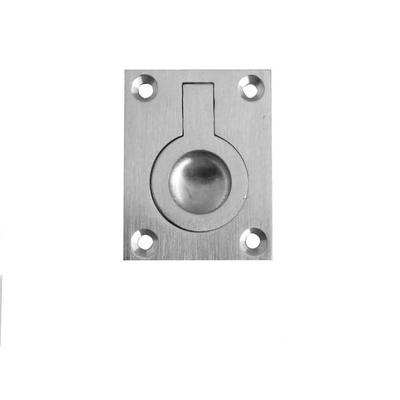 Flush Ring Cabinet Door Pull - 50x38mm - Satin Chrome