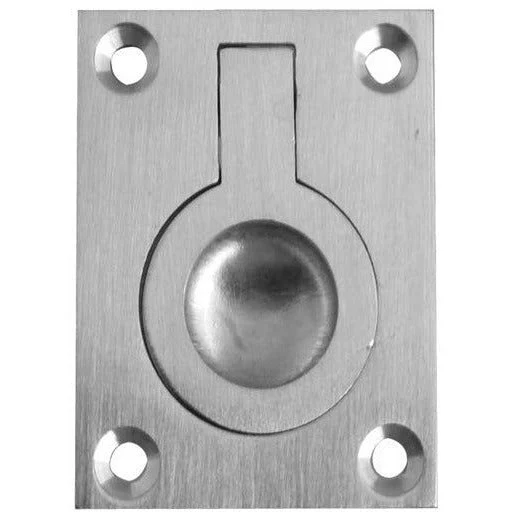 Flush Ring Cabinet Door Pull - 63x50mm - Satin Chrome