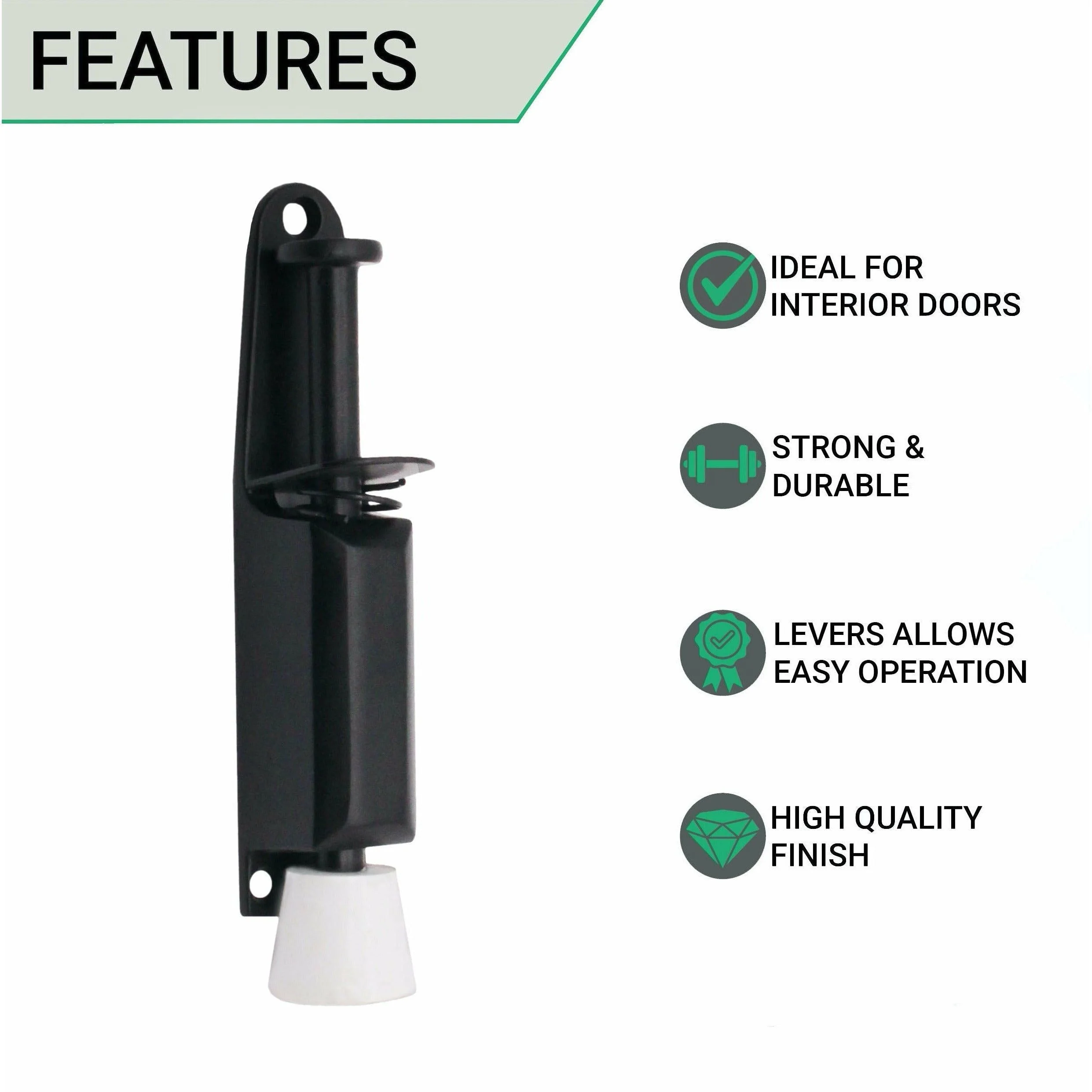 Foot Operated Door Holder - 120mm - Matt Black - Image 4