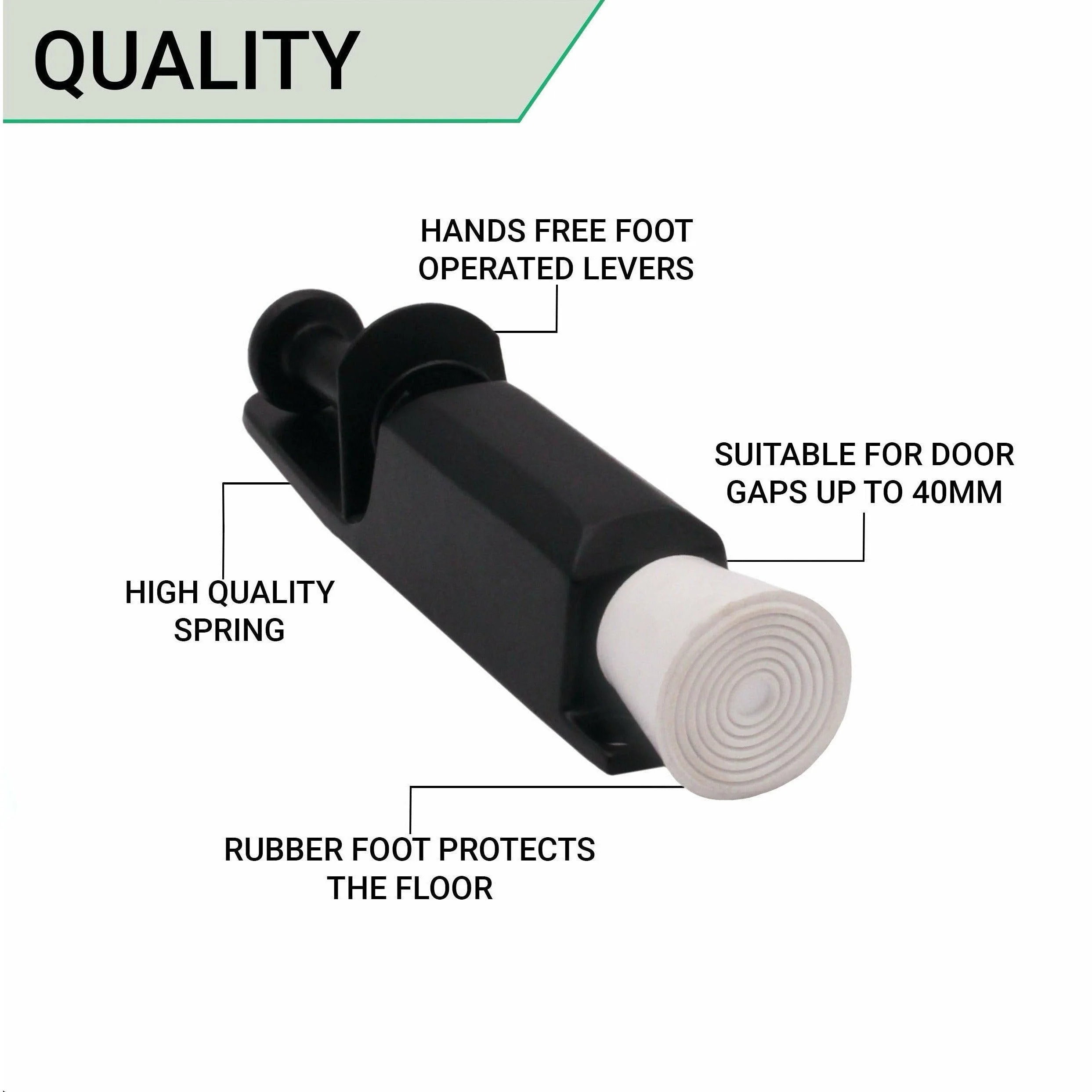 Foot Operated Door Holder - 120mm - Matt Black - Image 5