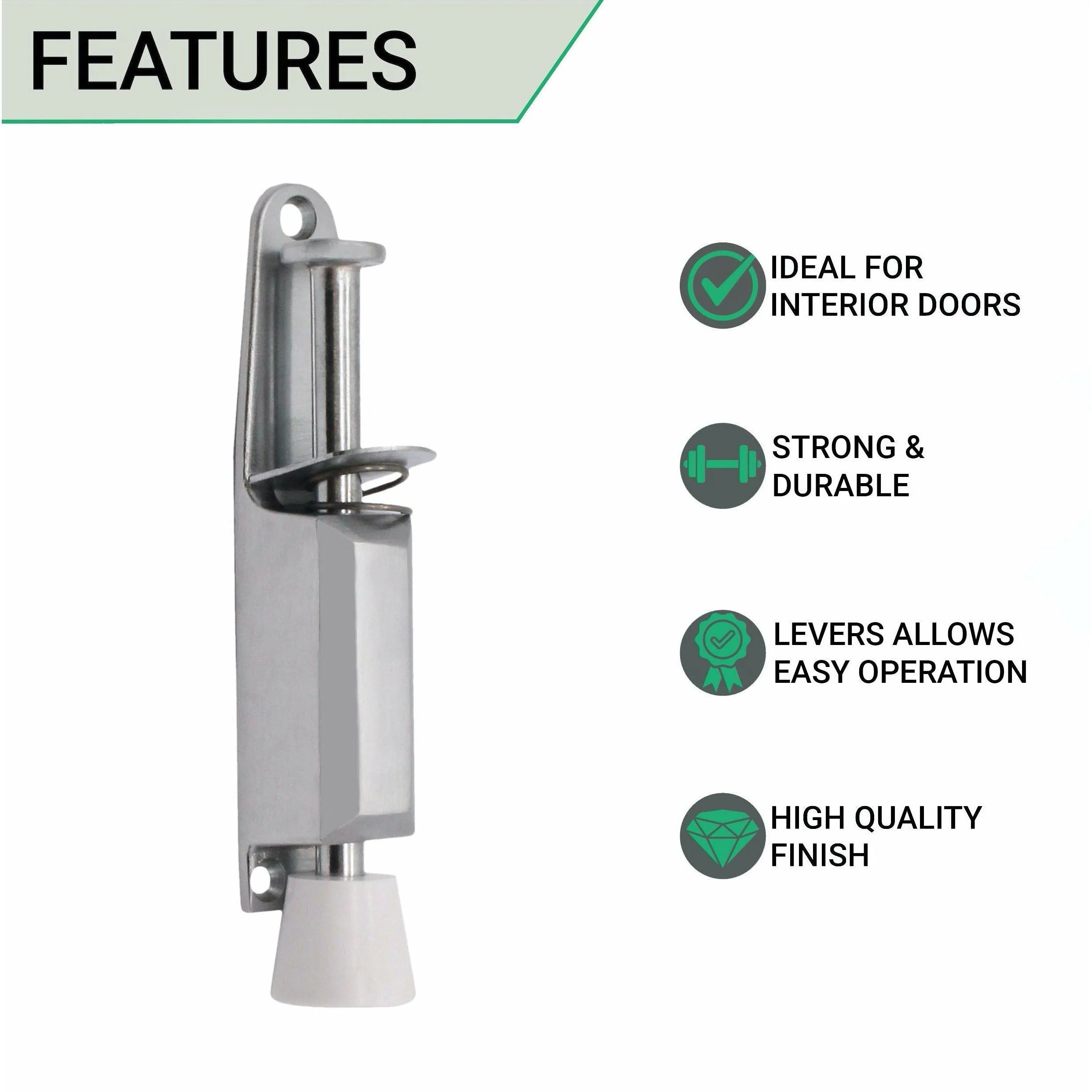 Foot Operated Door Holder - 120mm - Satin Chrome - Image 4