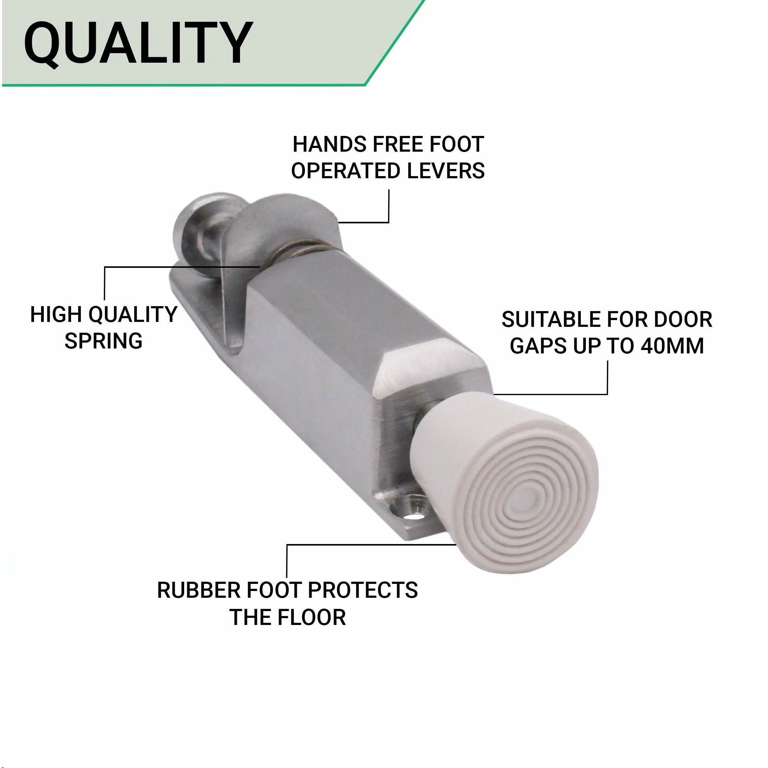 Foot Operated Door Holder - 120mm - Satin Chrome - Image 5