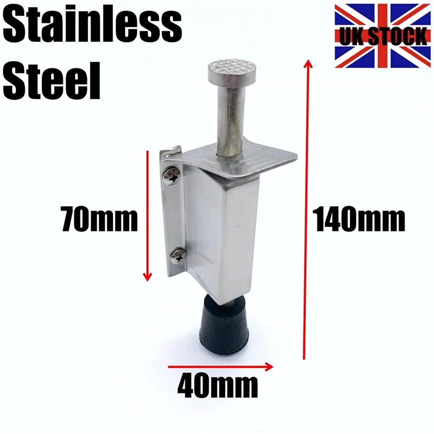 Foot Operated Door Holder and Stopper - 140mm - Stainless Steel - Image 2