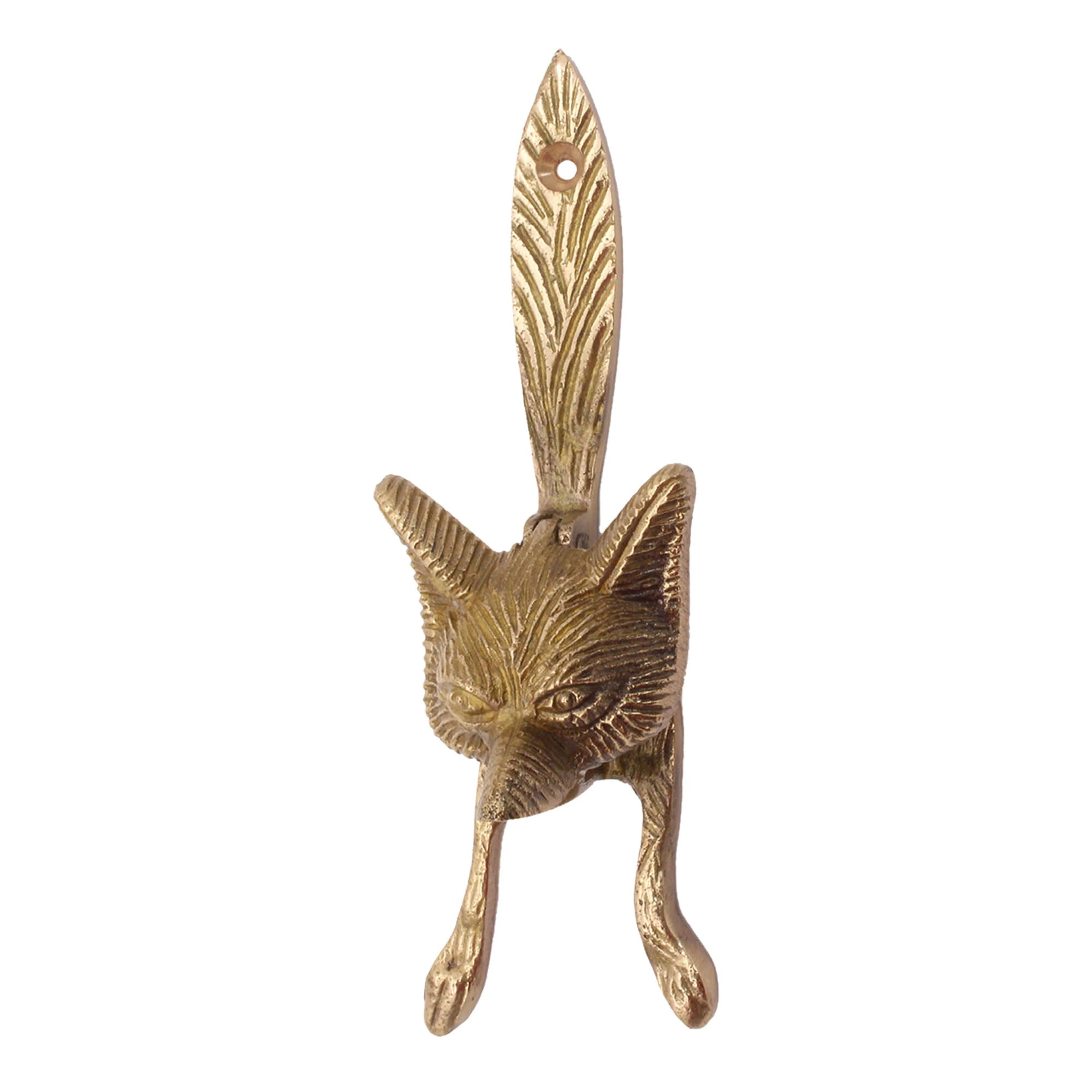 Fox Head Door Knocker - Polished Brass