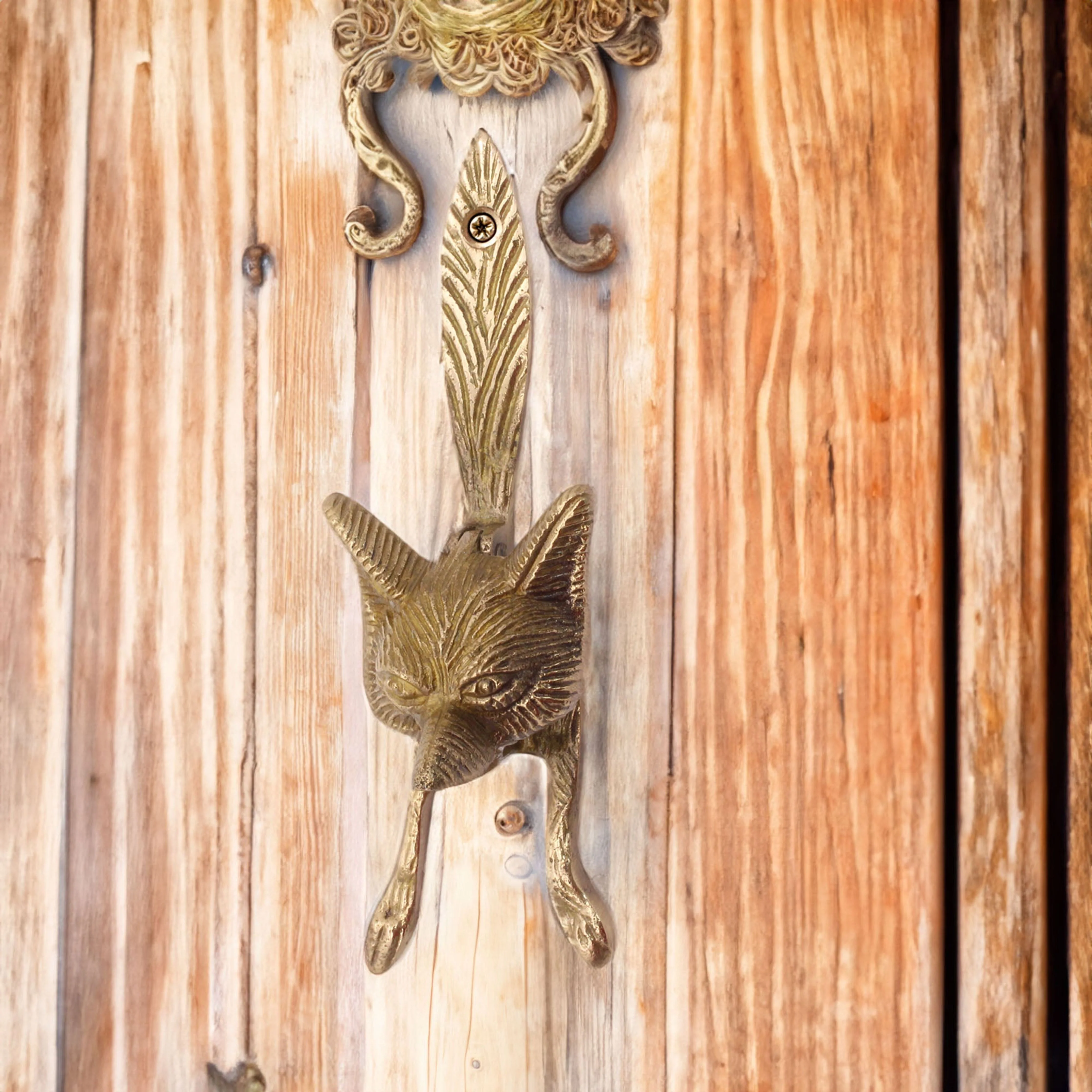 Fox Head Door Knocker - Polished Brass - Image 5