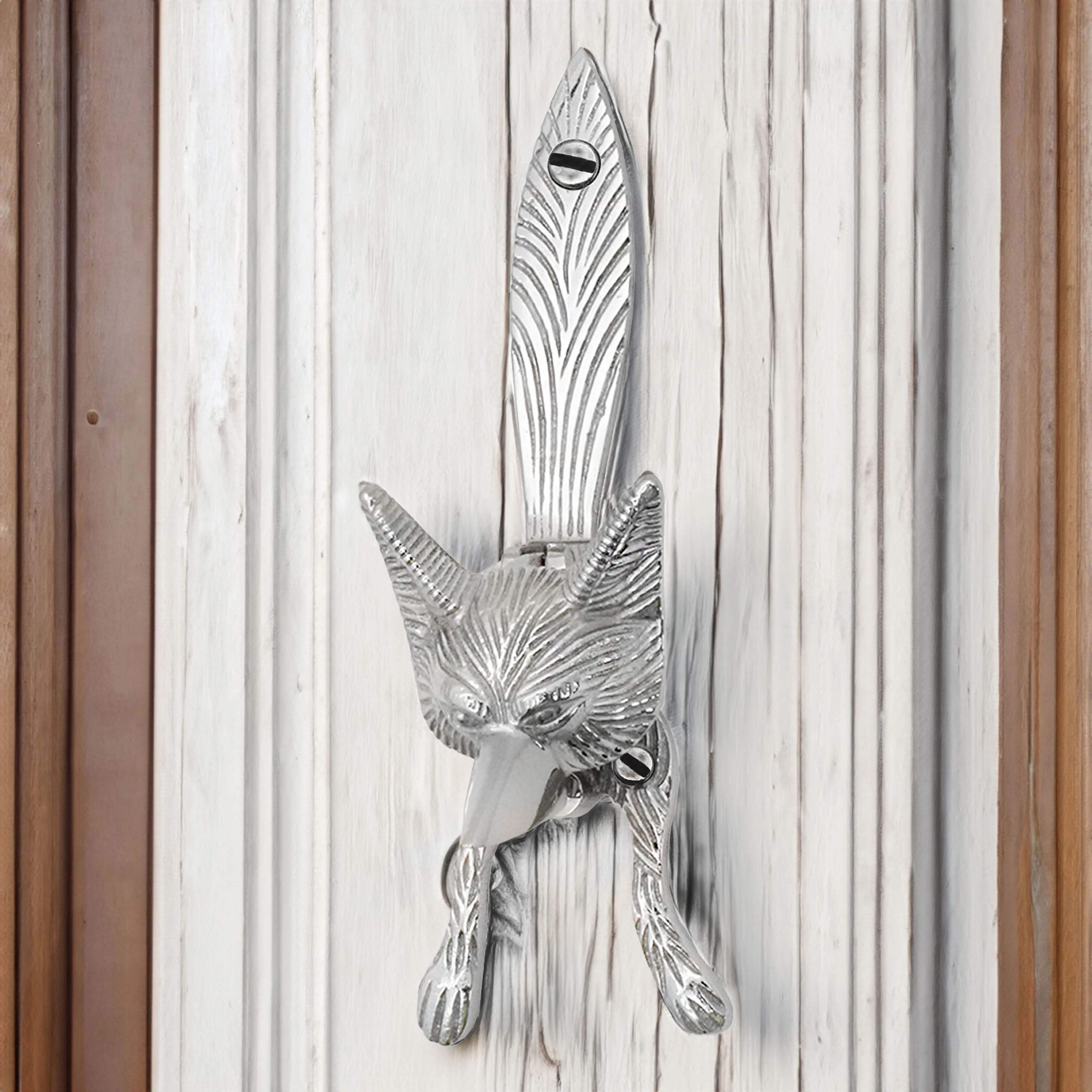 Fox Head Door Knocker - Polished Nickel - Image 5