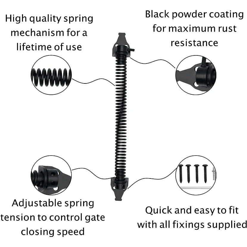 Heavy Adjustable Gate Spring - 250mm / 10 Inch - Black - Image 3