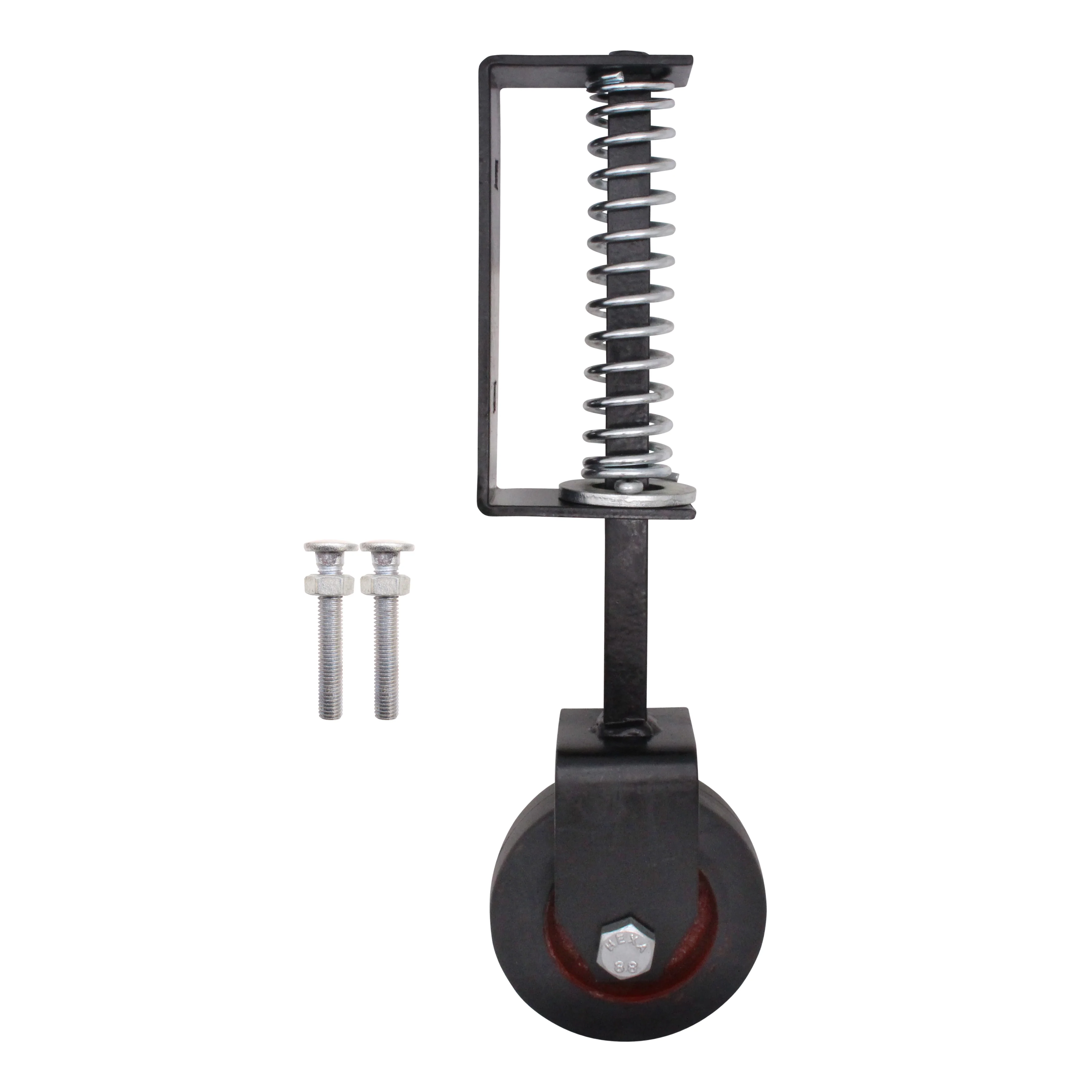 Heavy Duty Spring Loaded Gate Garage Door Wheel on Castor - 102mm - 138kg Load - Black