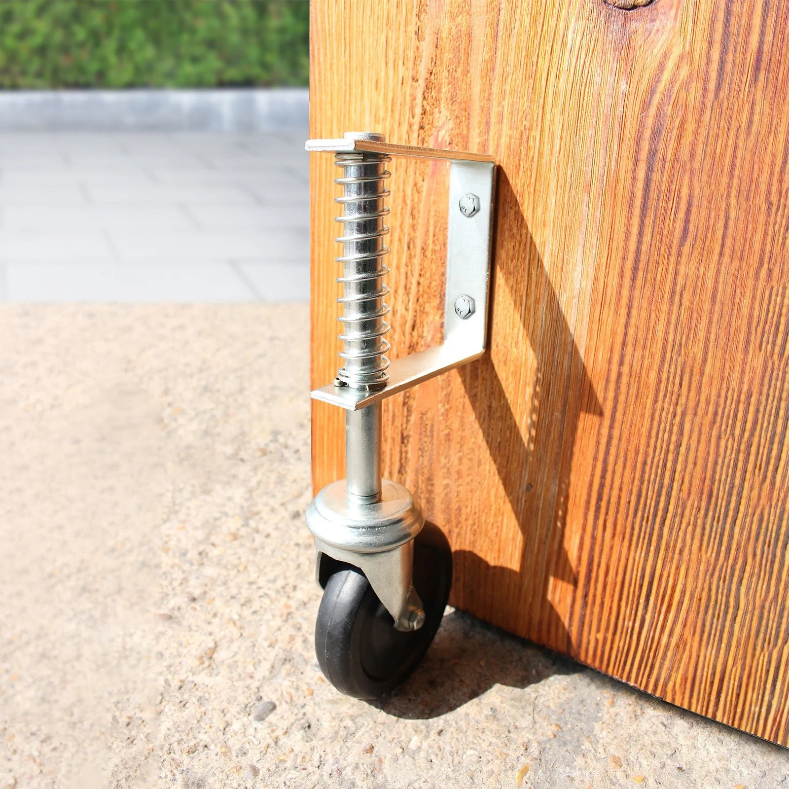 Heavy Duty Spring Loaded Gate Garage Door Wheel on Castor - 102mm - 90g Load - Zinc Plated - Image 5