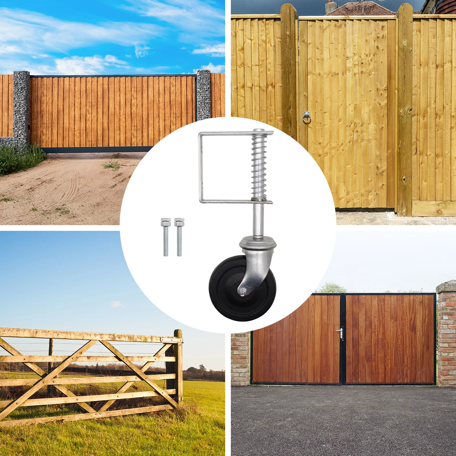 Heavy Duty Spring Loaded Gate Garage Door Wheel on Castor - 102mm - 90g Load - Zinc Plated - Image 6