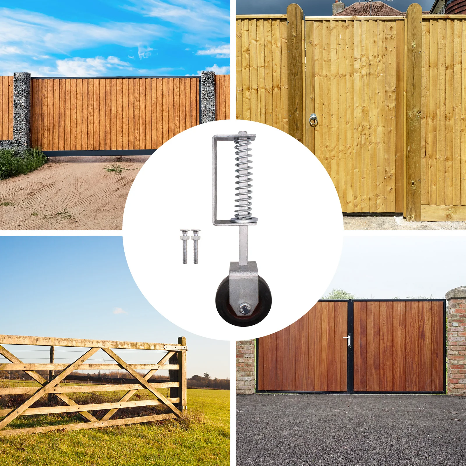 Heavy Duty Spring Loaded Gate Garage Door Wheel on Castor - 102mm - 138kg Load - Galvanised - Image 6