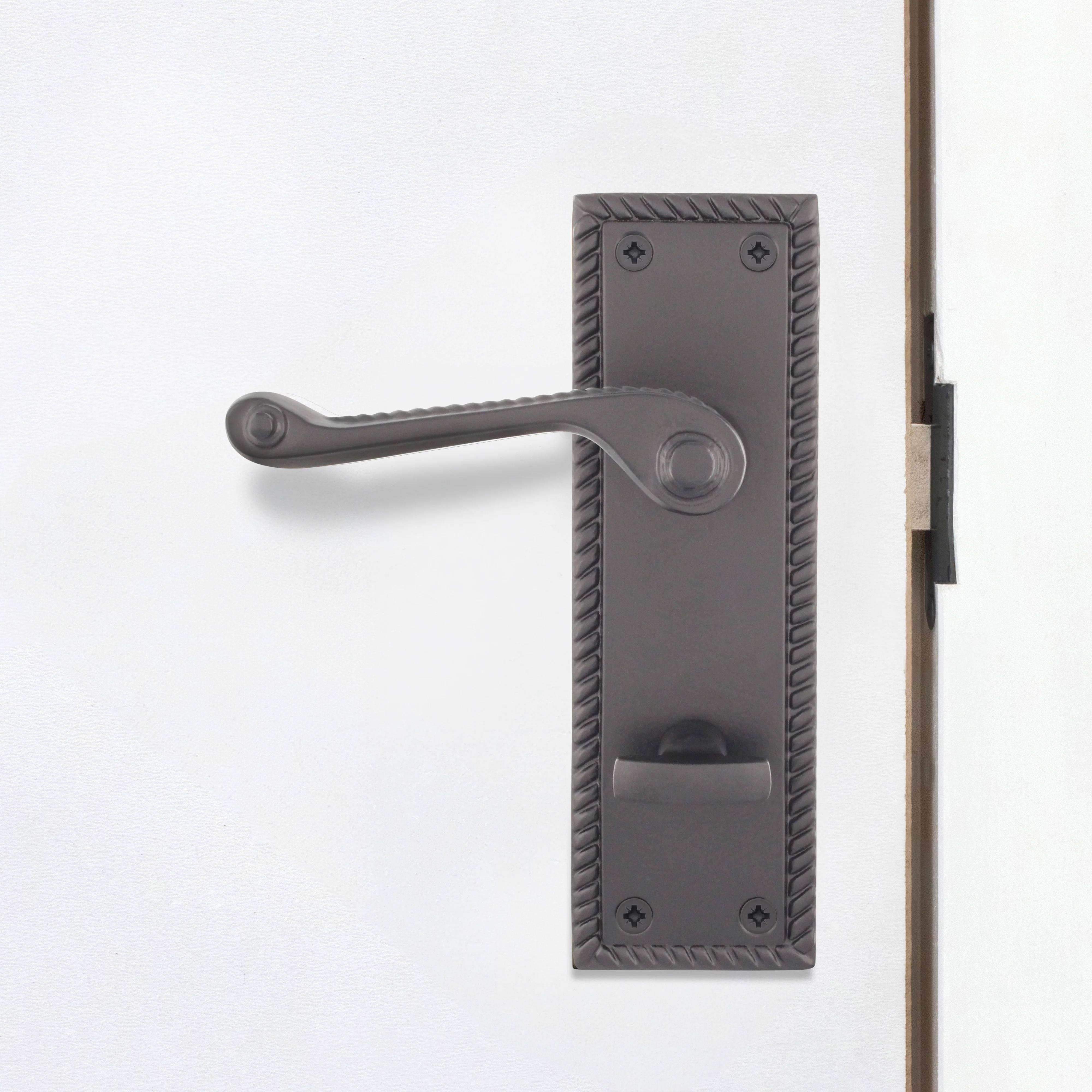 Georgian Rope Edge Scroll Black Door Handles - Bathroom - Image 6