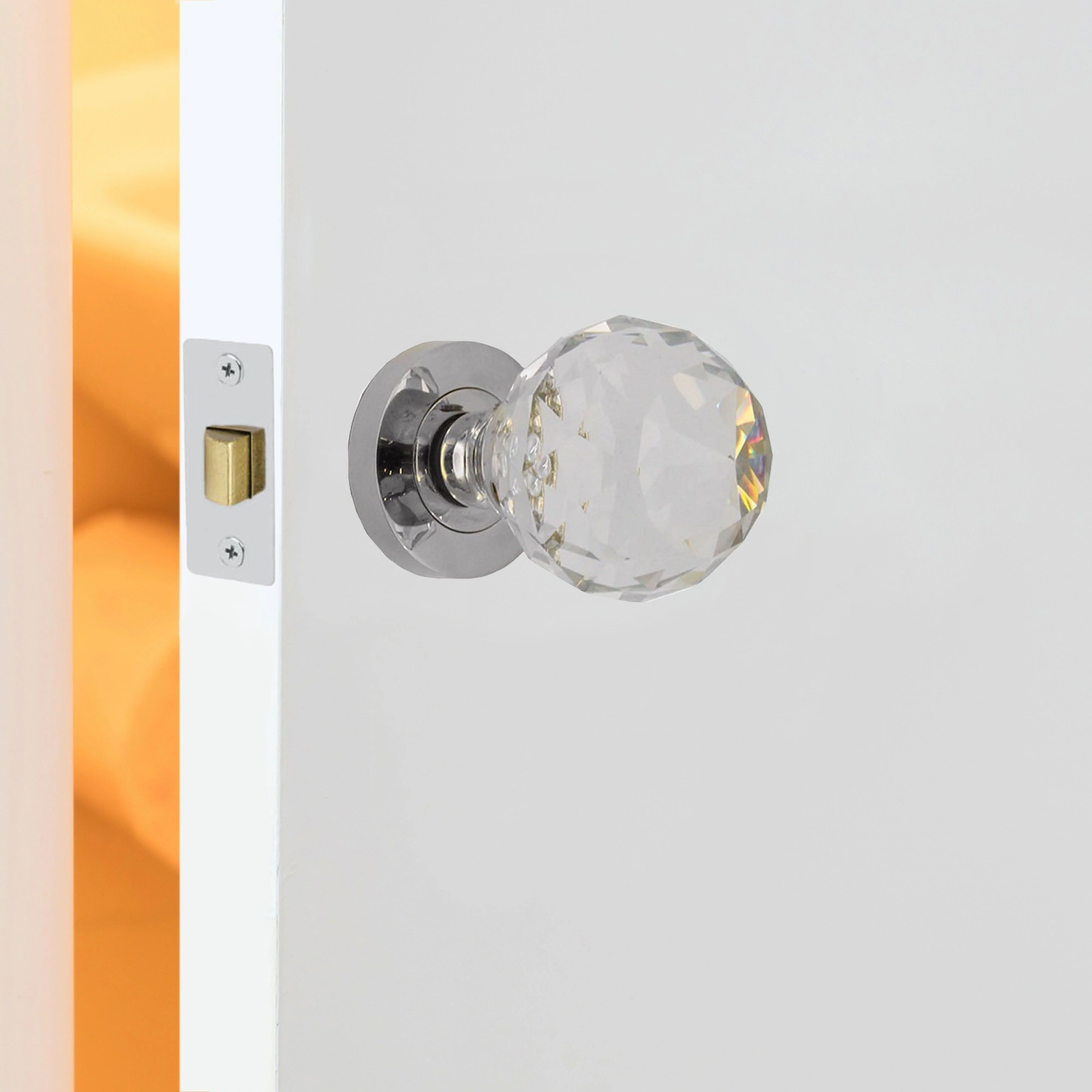 Glass and Polished Chrome Mortice Door Knob Kit - 76mm Latch - Image 5