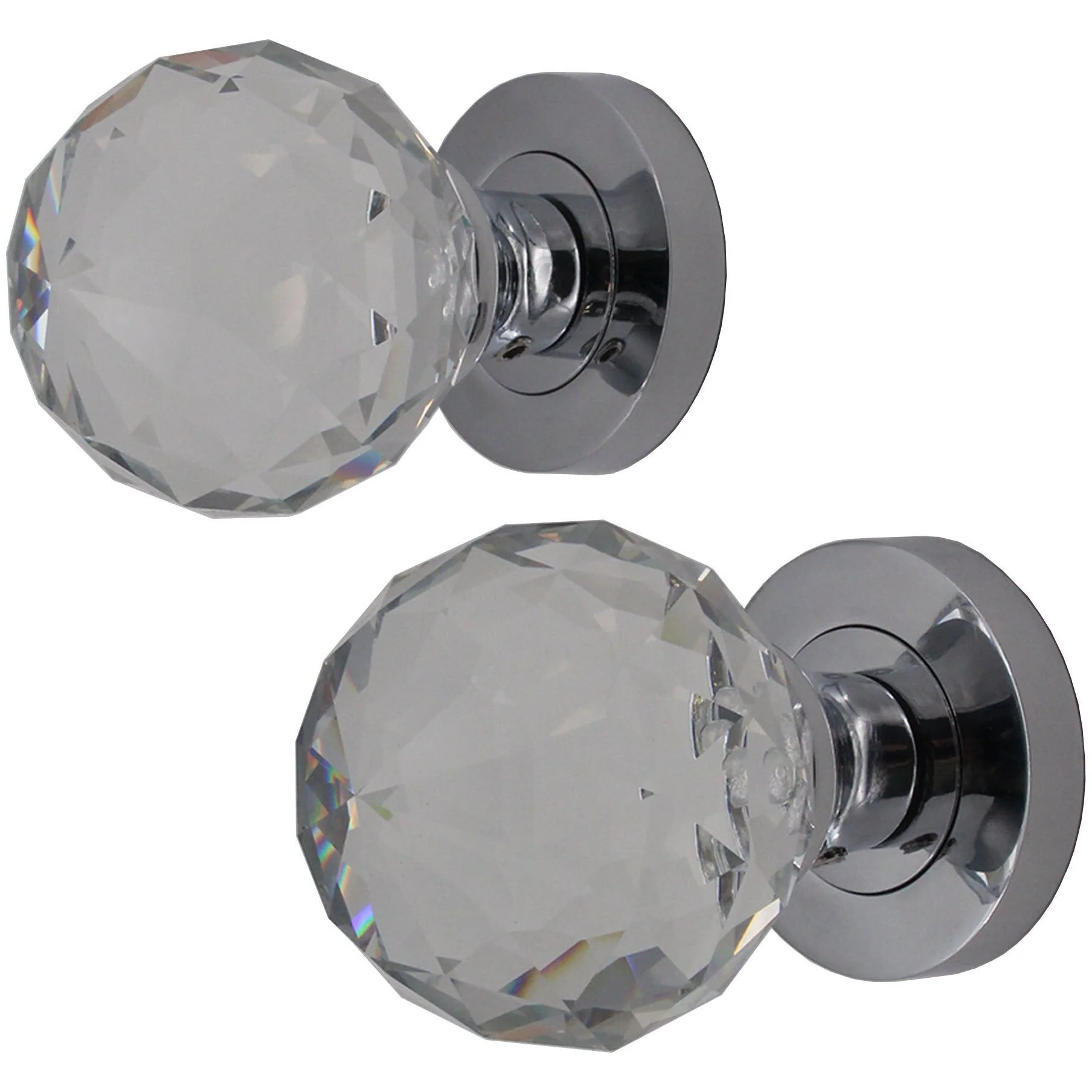 Glass Mortice Door Knob - Polished Chrome