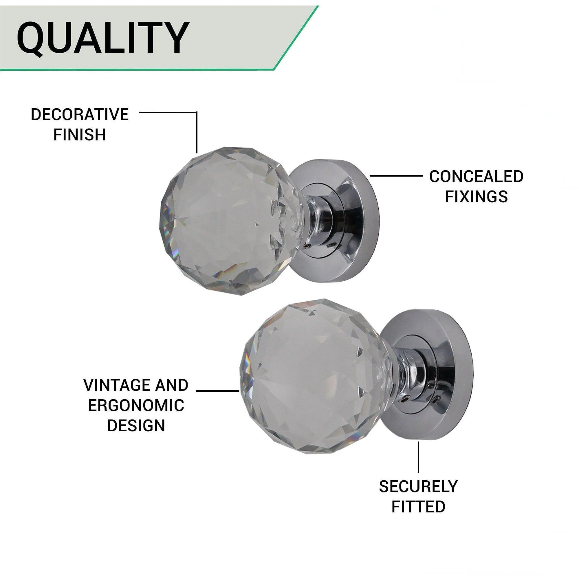 Glass Mortice Door Knob - Polished Chrome - Image 4