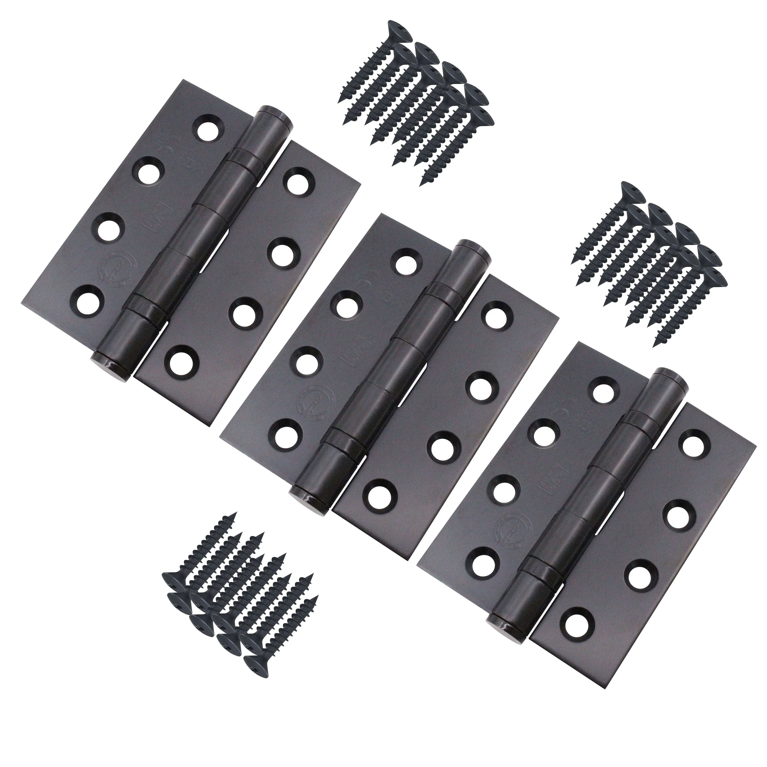 Black Fire Door Hinges - 4 Inch/102mm - Grade 13 Steel Ball Bearing - Pack 3 - Image 3
