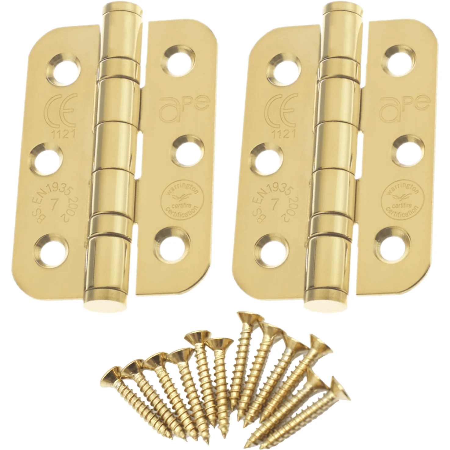 PVD Brass Fire Door Hinges - 3 Inch/76mm - Grade 7 Steel Ball Bearing - Pack 2 - Radius - Image 3
