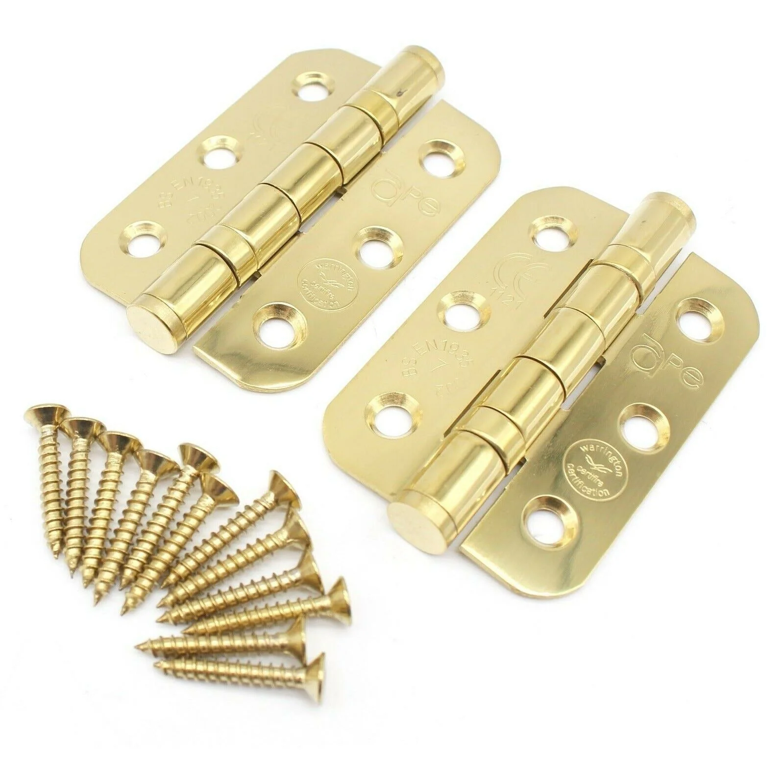PVD Brass Fire Door Hinges - 3 Inch/76mm - Grade 7 Steel Ball Bearing - Pack 2 - Radius - Image 4