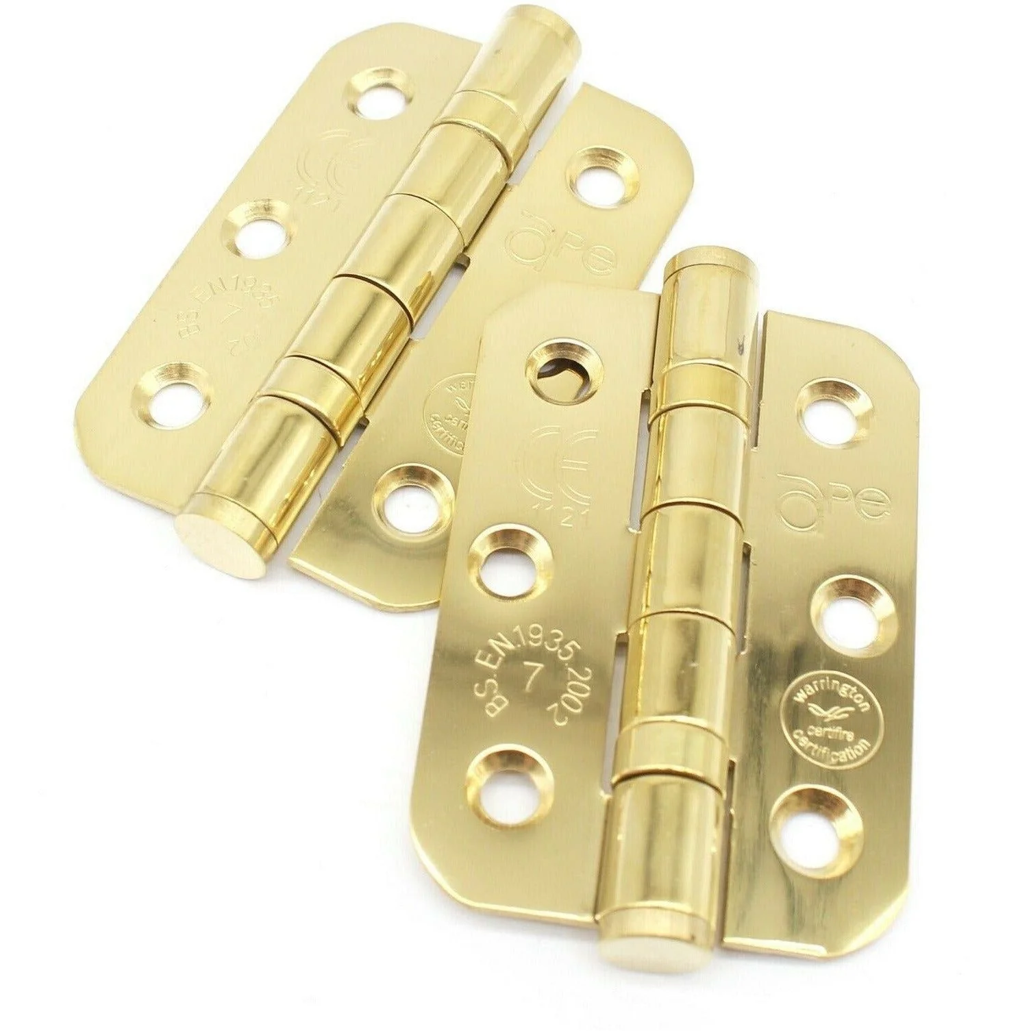 PVD Brass Fire Door Hinges - 3 Inch/76mm - Grade 7 Steel Ball Bearing - Pack 2 - Radius - Image 6