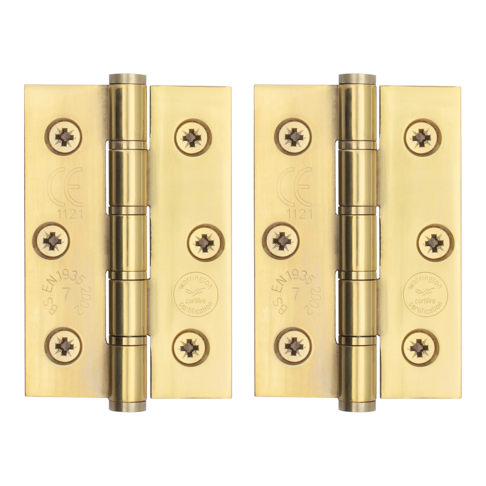 Door Hinges Grade 7 Stainless Steel Washered - 76x51x2mm - PVD Brass