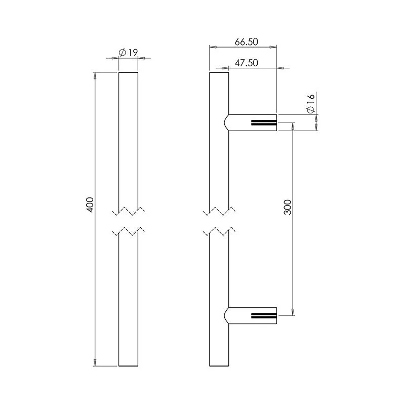 Guardsman Pull Handles BTB - 600x25mm - Matt Black - Image 2