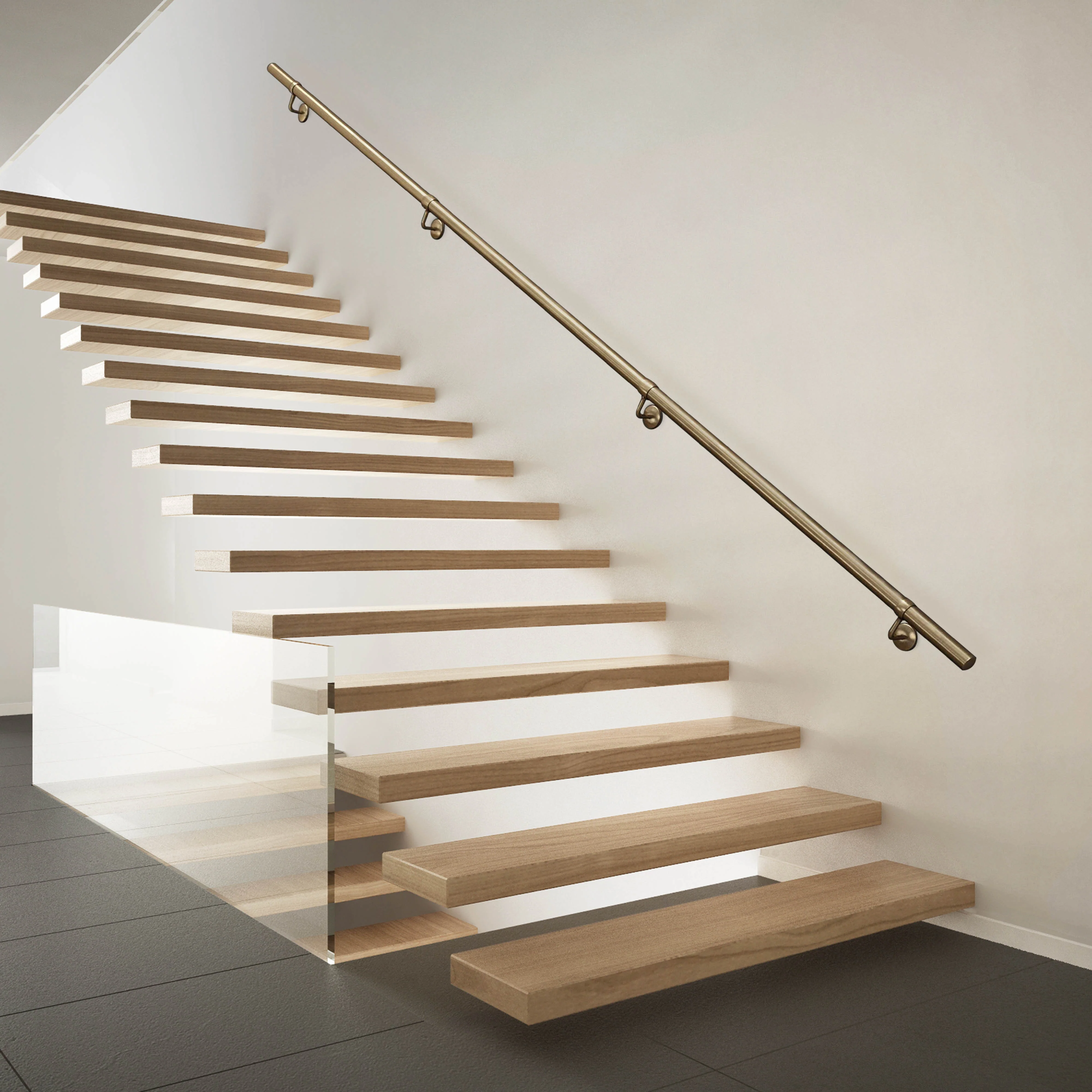 Handrail Kit - Interior Use - 3600mm - Antique Brass - Image 2