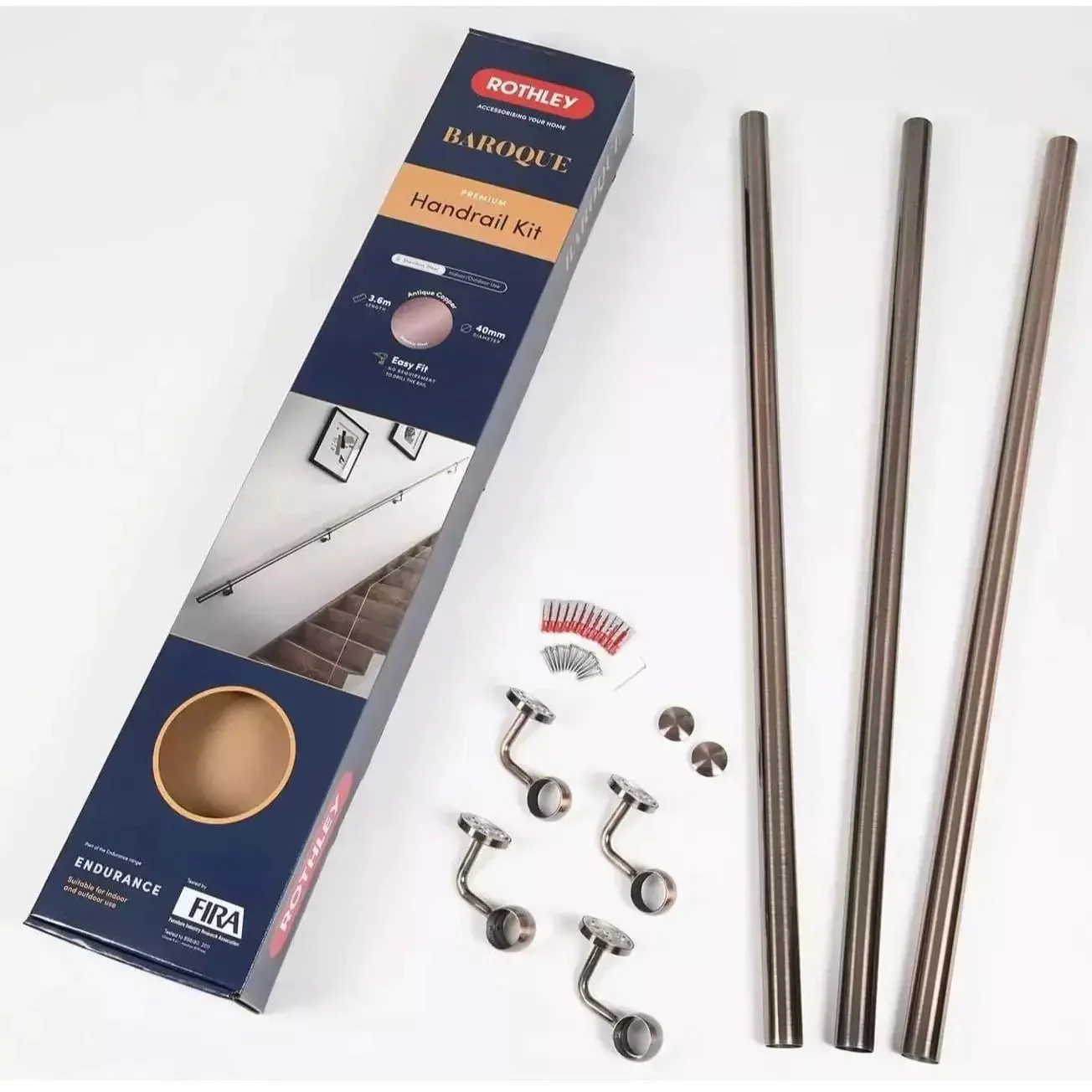 Handrail Kit - Interior Use - 3600mm - Antique Copper - Image 5