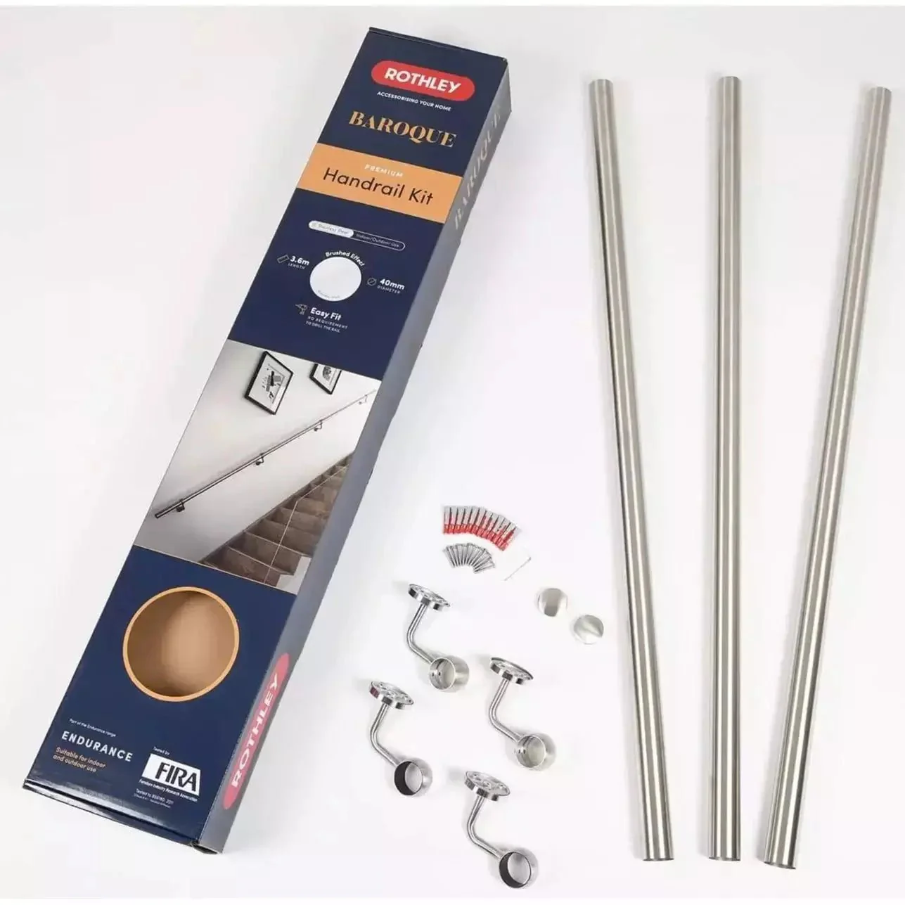 Handrail Kit - Interior Use - 3600mm - Brushed Chrome - Image 5