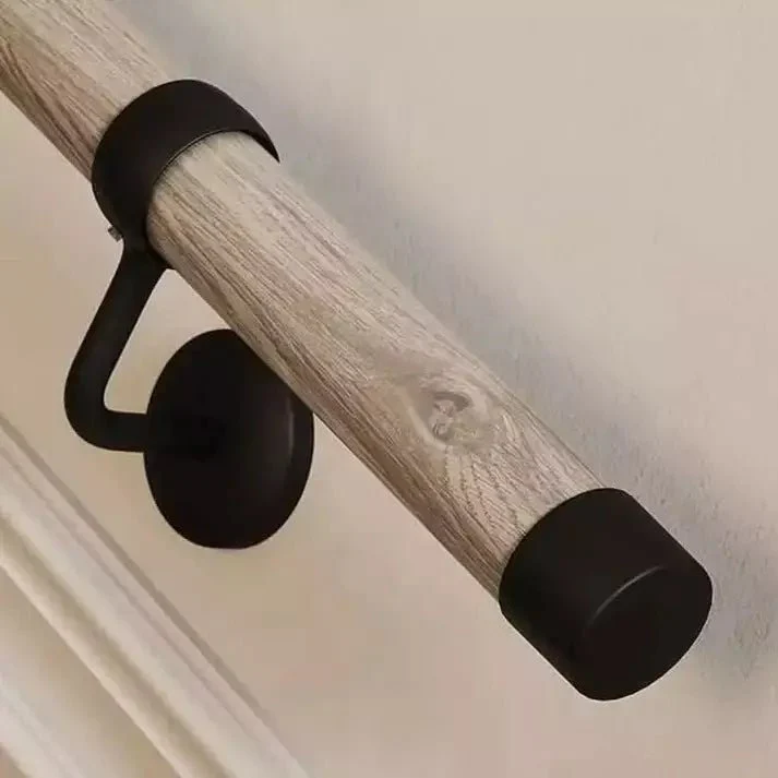 Handrail Kit Wooden / Timber - Interior Use - 3600mm - Driftwood / Matt Black - Image 6
