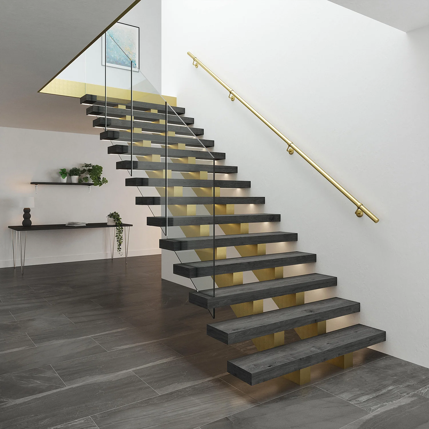 Handrail Kit - Interior Use - 3600mm - Satin Brass - Image 4