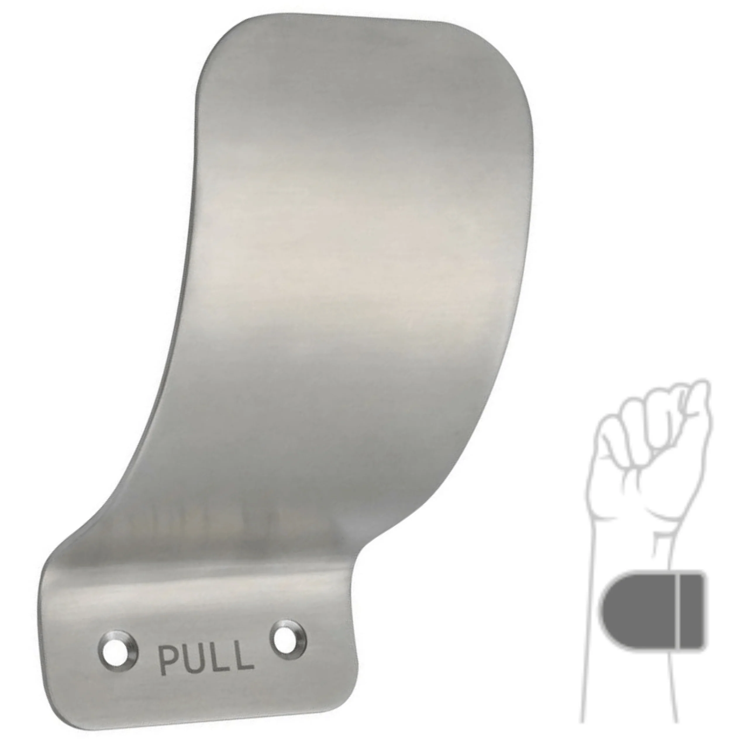 Hands Free Door Handle FACE Fix Door Pull 110x70x93x2.5mm Satin Stainless