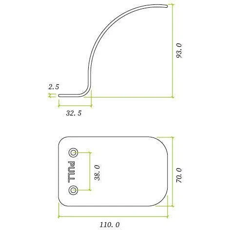 Hands Free Door Handle FACE Fix Door Pull 110x70x93x2.5mm Satin Stainless - Image 2