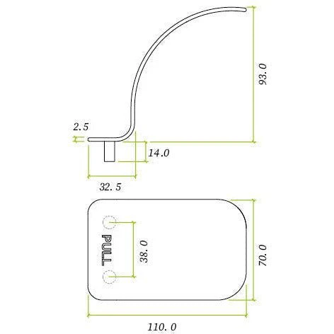 Hands Free Door Handle REAR Fix Door Pull 110x70x93x2.5mm Satin Stainless - Image 2