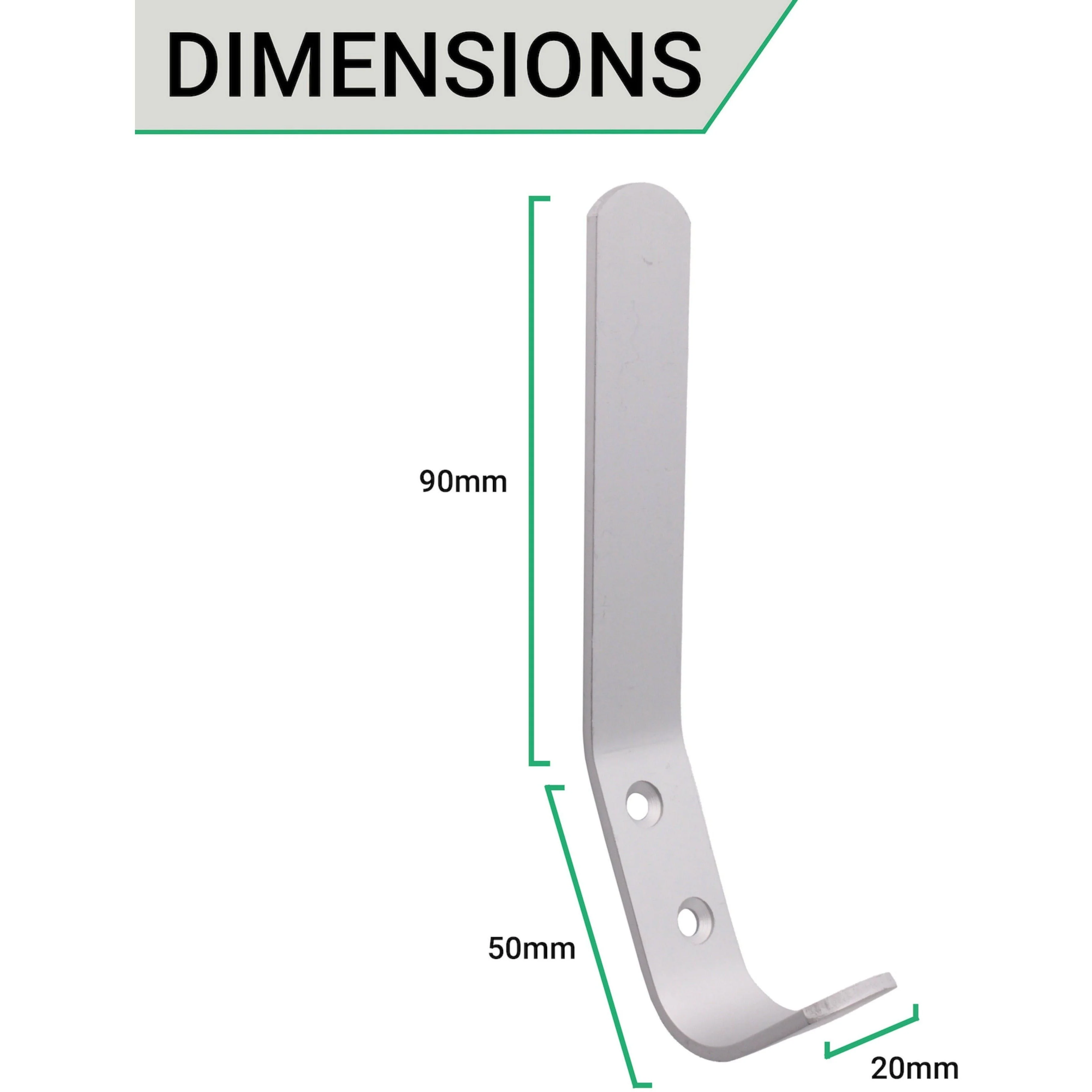 Hat and Coat Hook - 125mm - Satin Aluminium - Image 2