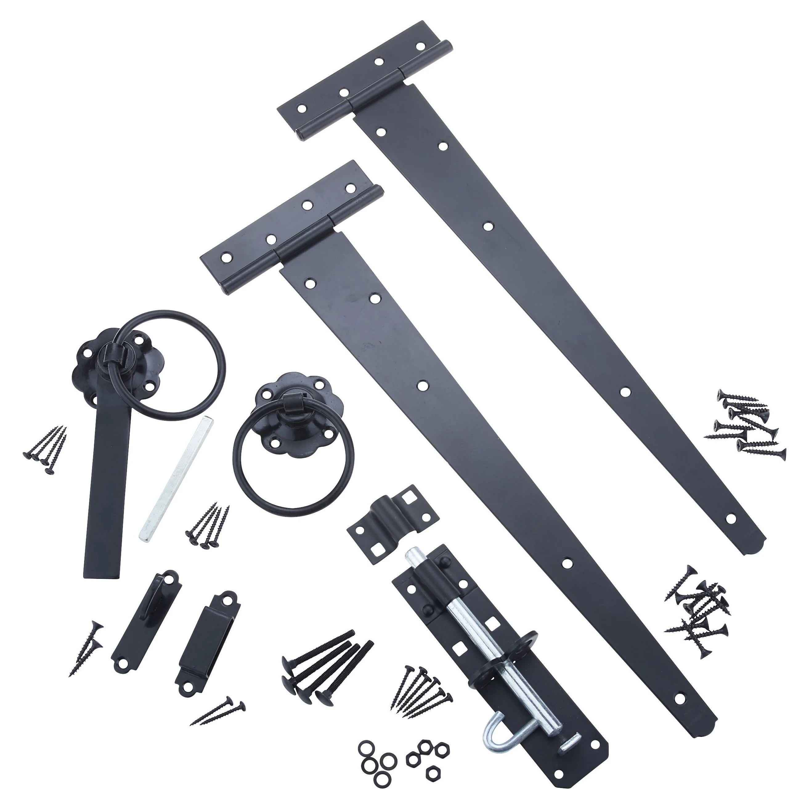 HD Gate Kit - Ring Latch - 350mm Hinges - 150mm Brenton Bolt - Black